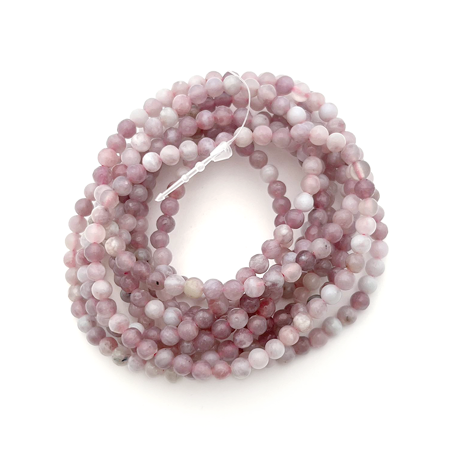 Pink Tourmaline with Lepidolite Bracelet 4mm - 10 Pcs