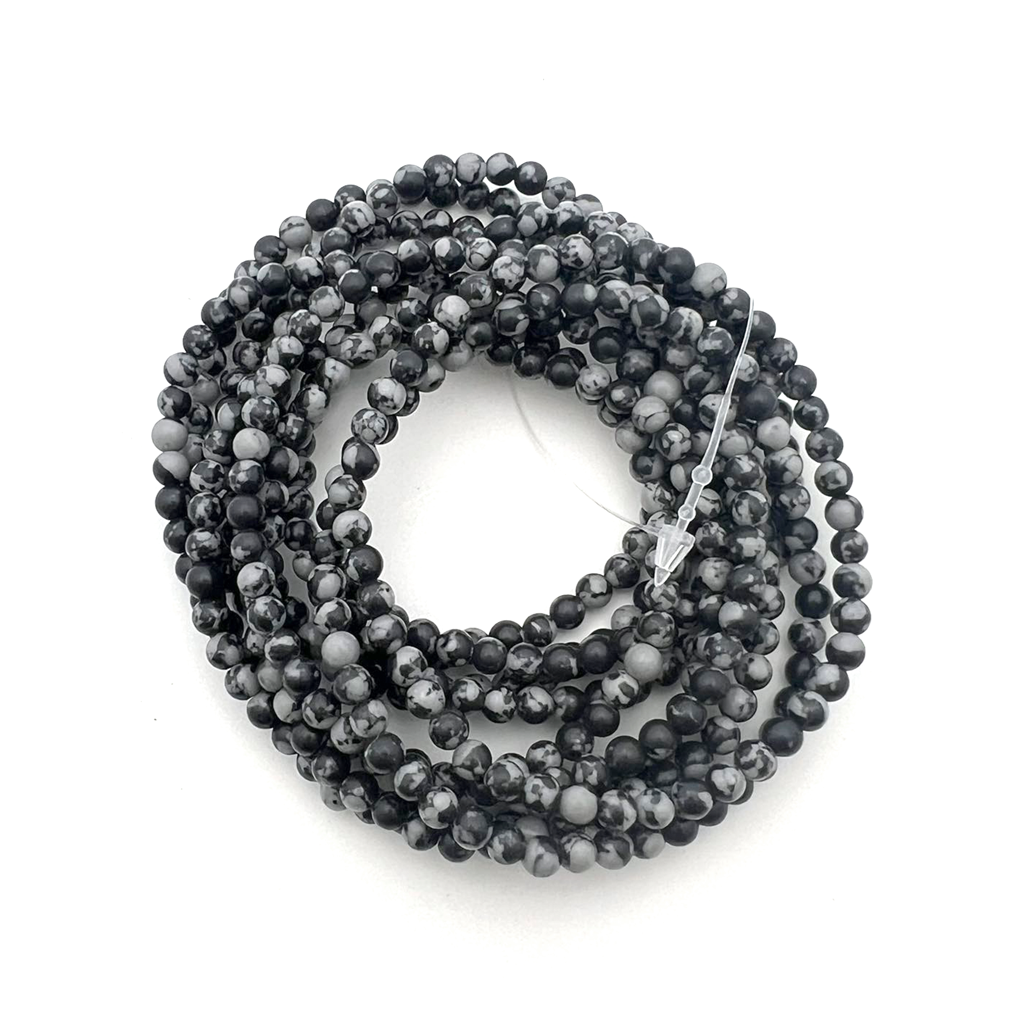 Snowflake Obsidian Bracelet 4mm - 10 Pcs
