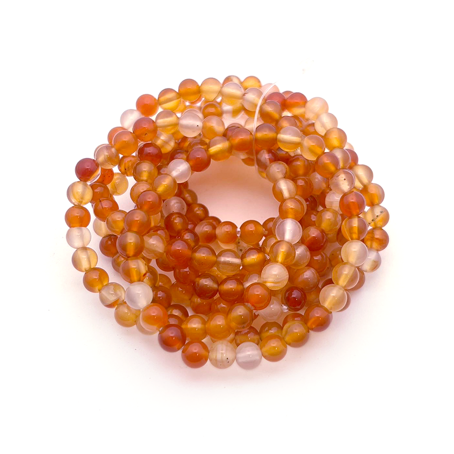 Orange Red Carnelian Bracelet 6mm - 10 Pcs