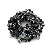 Evil Eye Beaded Bracelet 8mm - Black - 10 Pcs