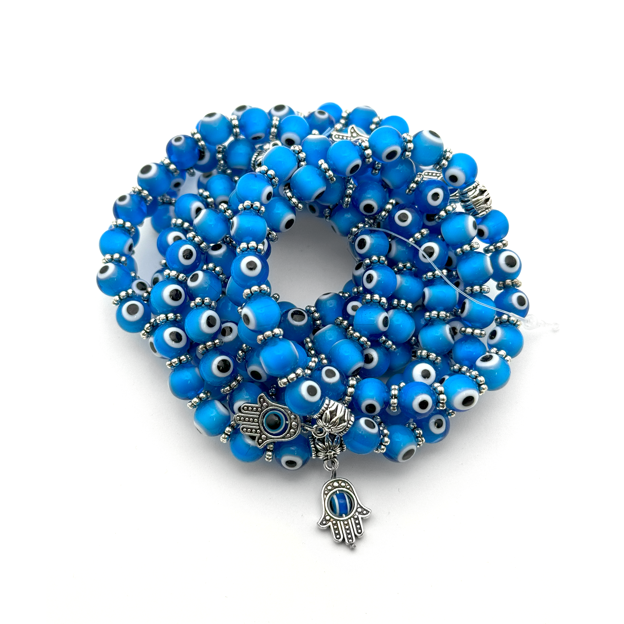 Evil Eye Beaded Bracelet 8mm - Blue - 10 Pcs