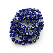 Evil Eye Beaded Bracelet 8mm - Dark Blue - 10 Pcs