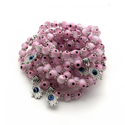 Pink Evil Eye Beaded Bracelet 8mm - 10 Pcs