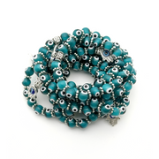 Evil Eye Beaded Bracelet 8mm - Turquoise Blue - 10 Pcs