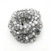 Evil Eye Beaded Bracelet 8mm - White - 10 Pcs
