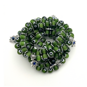Green Evil Eye Beaded Bracelet 8mm - 10 Pcs