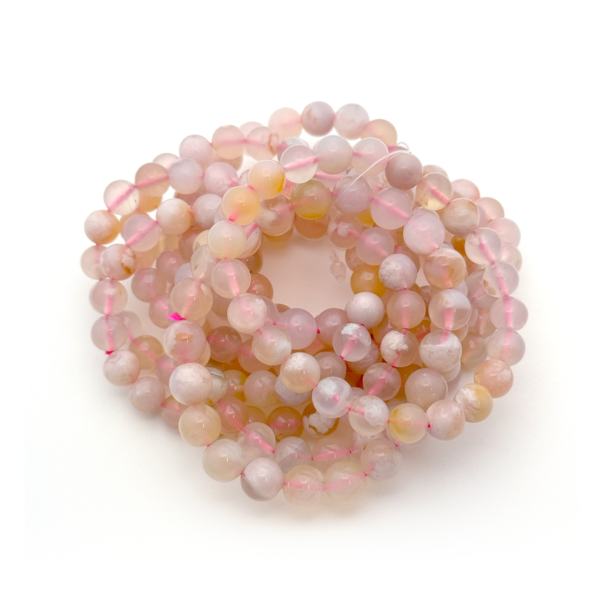 Flower Agate Bracelet 8mm - 10 Pcs