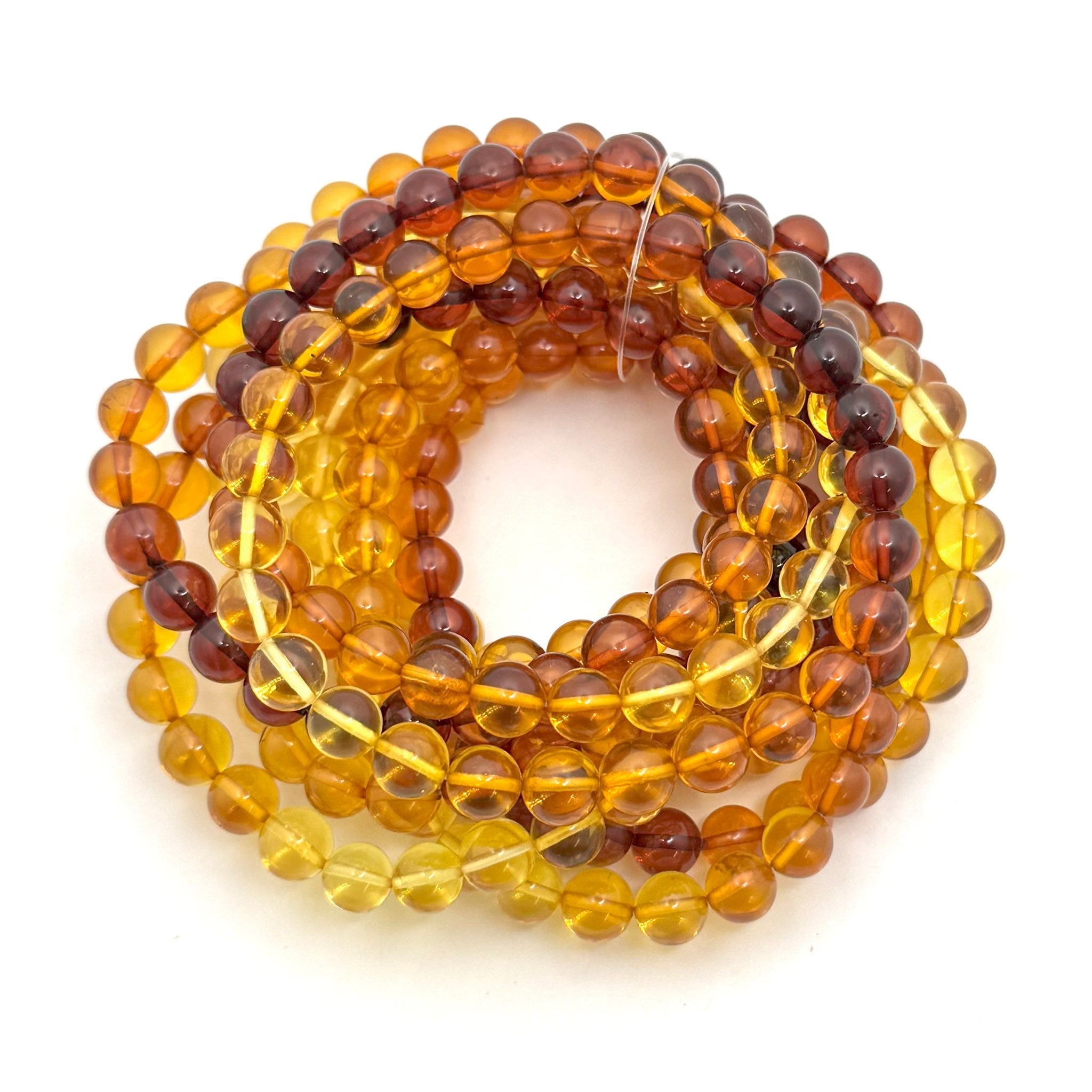 Natural Amber Bracelet 8mm - 10 Pcs