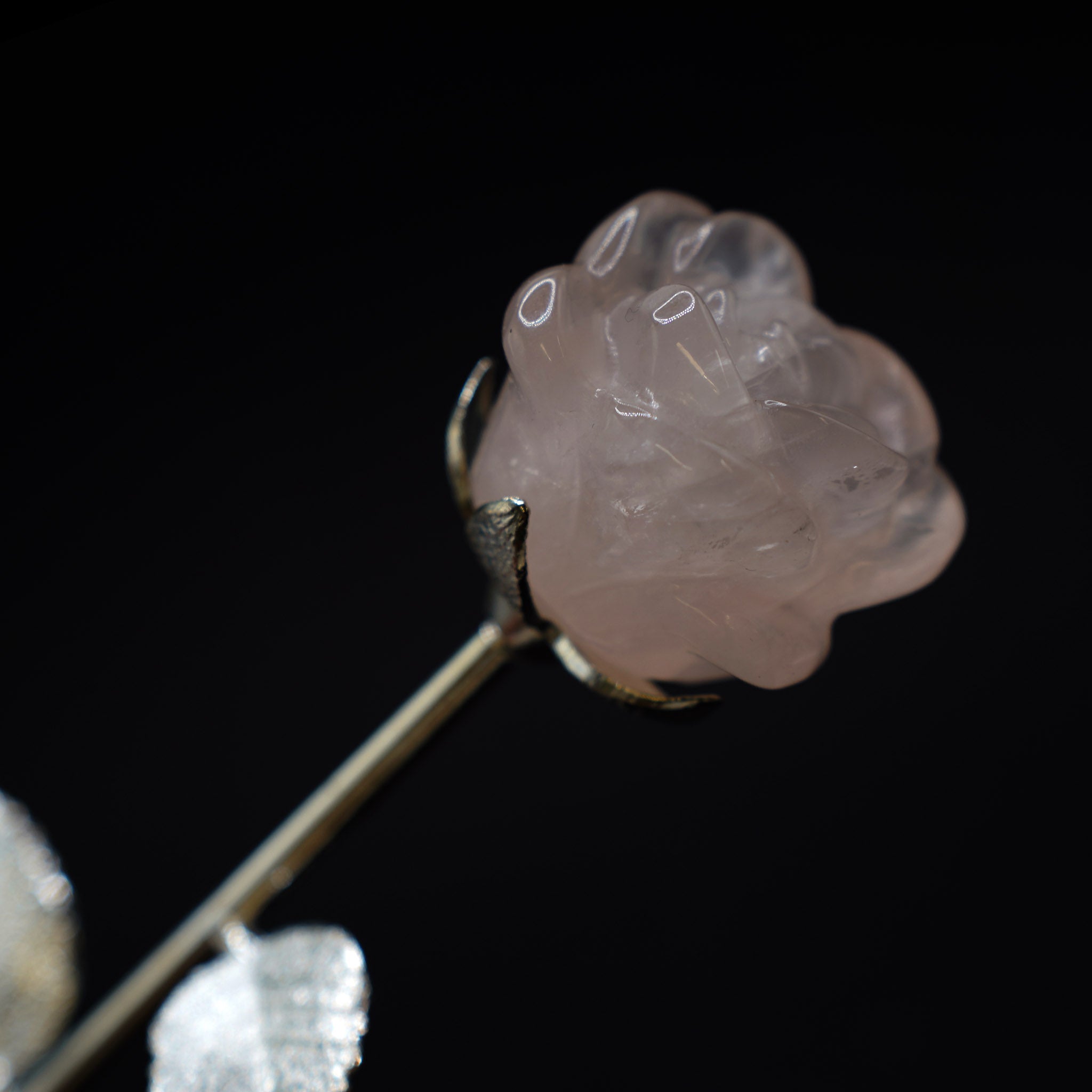 Rose with Silver Metal Stem