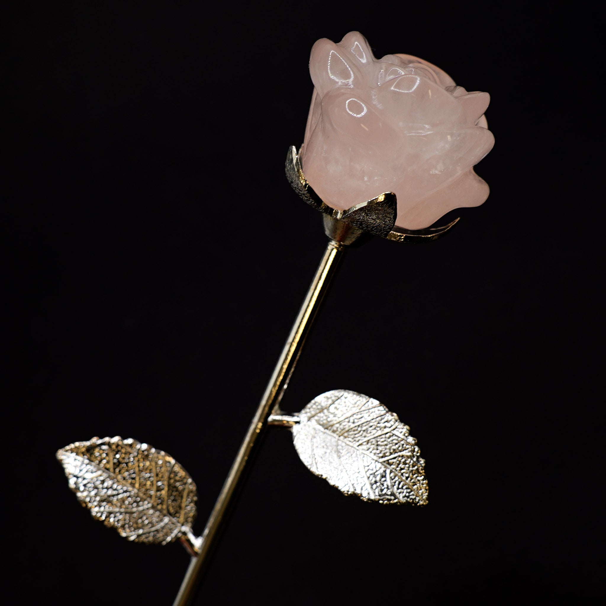 Rose with Silver Metal Stem