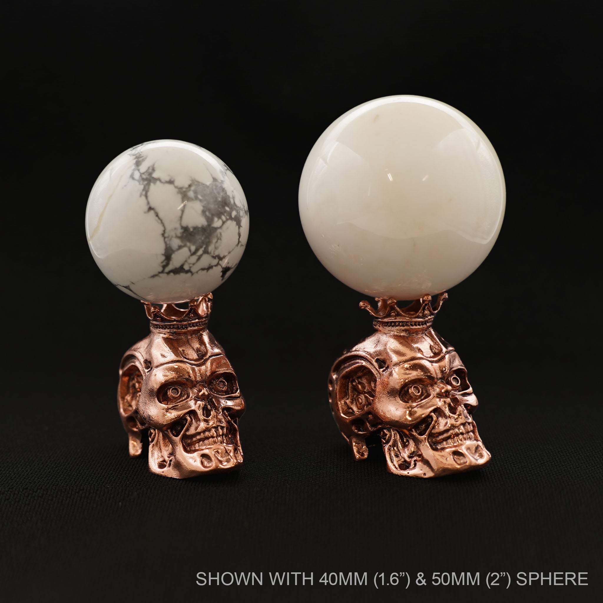 Skull with Crown Sphere Stand