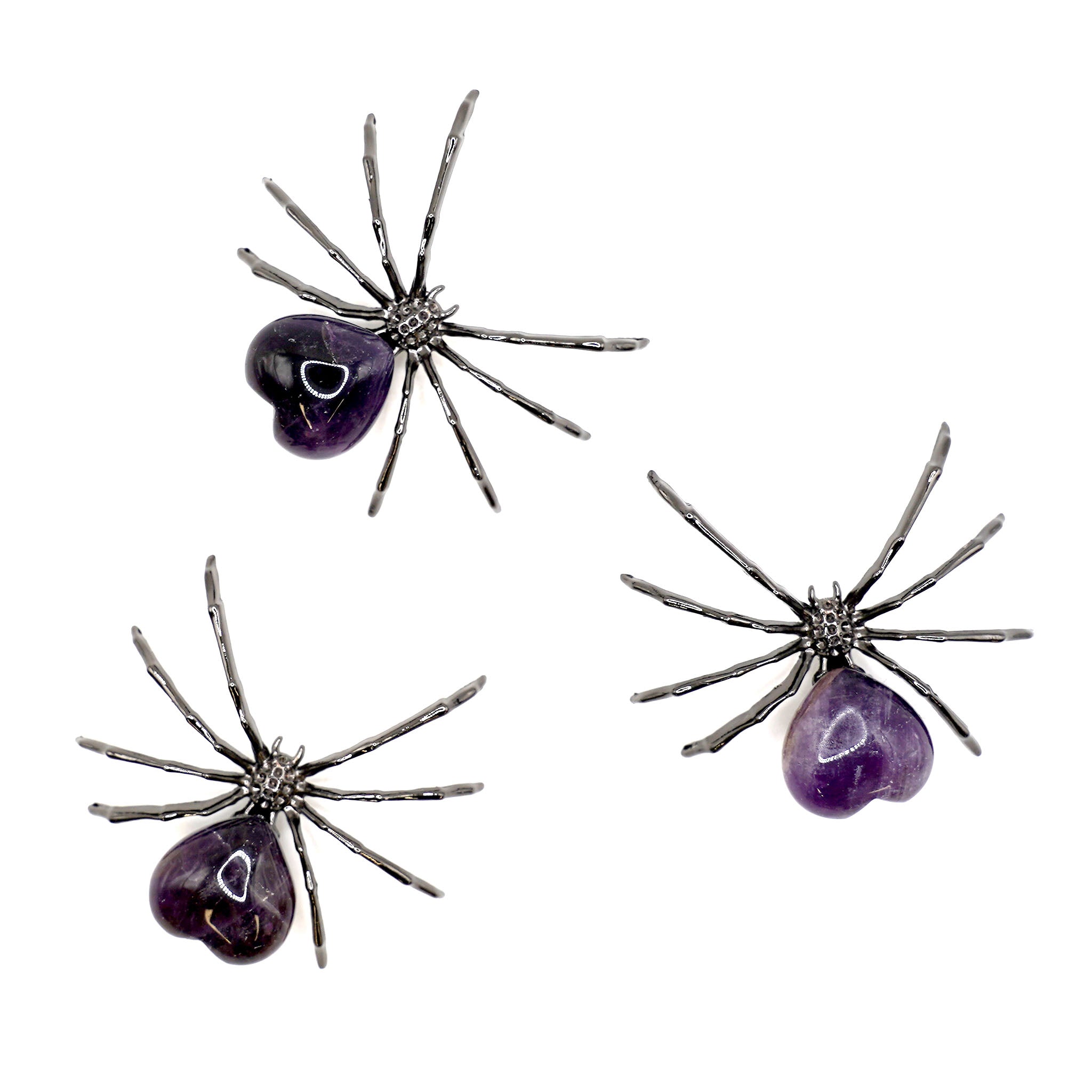 Metal Spider with Crystal Heart - 5 Pcs