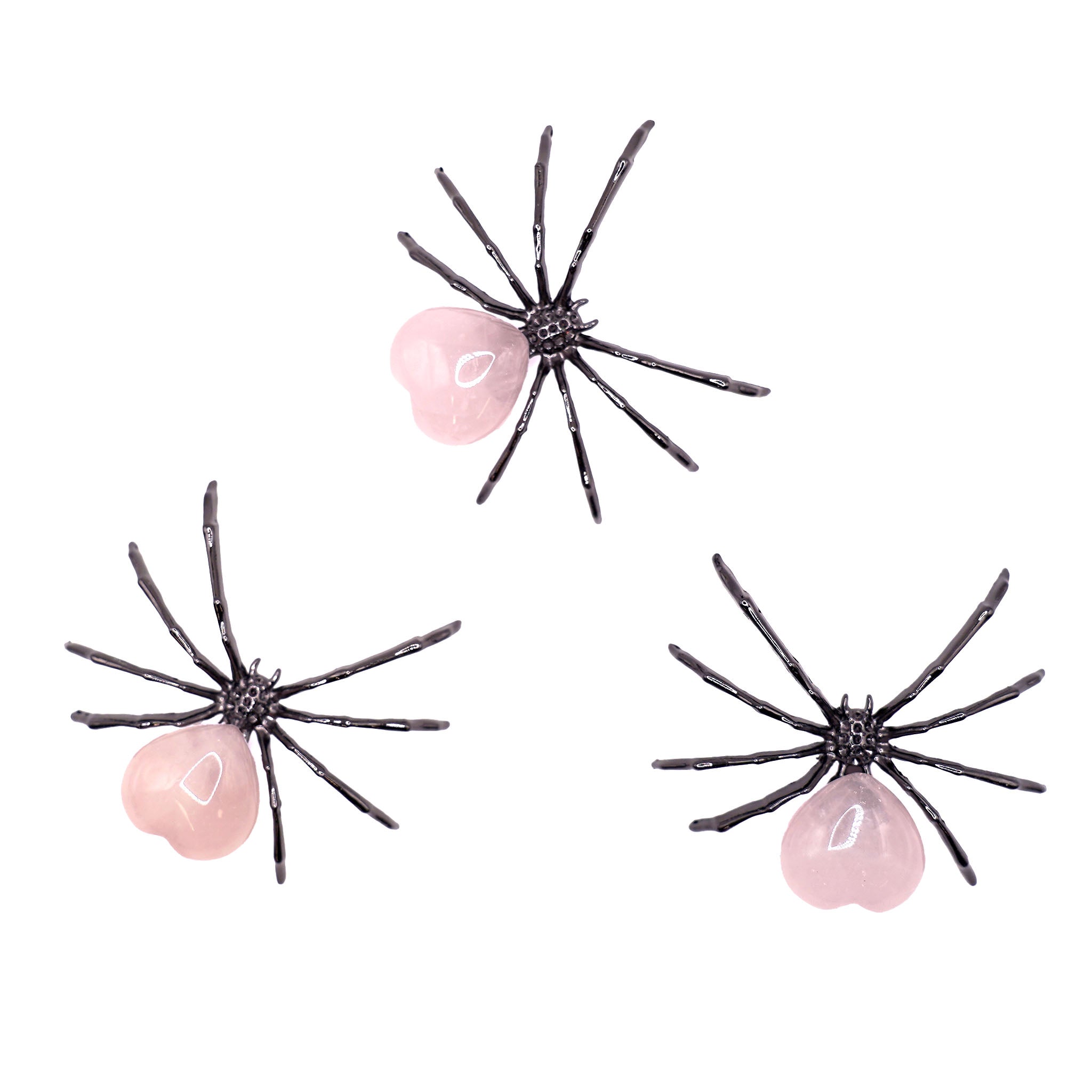 Metal Spider with Crystal Heart - 5 Pcs