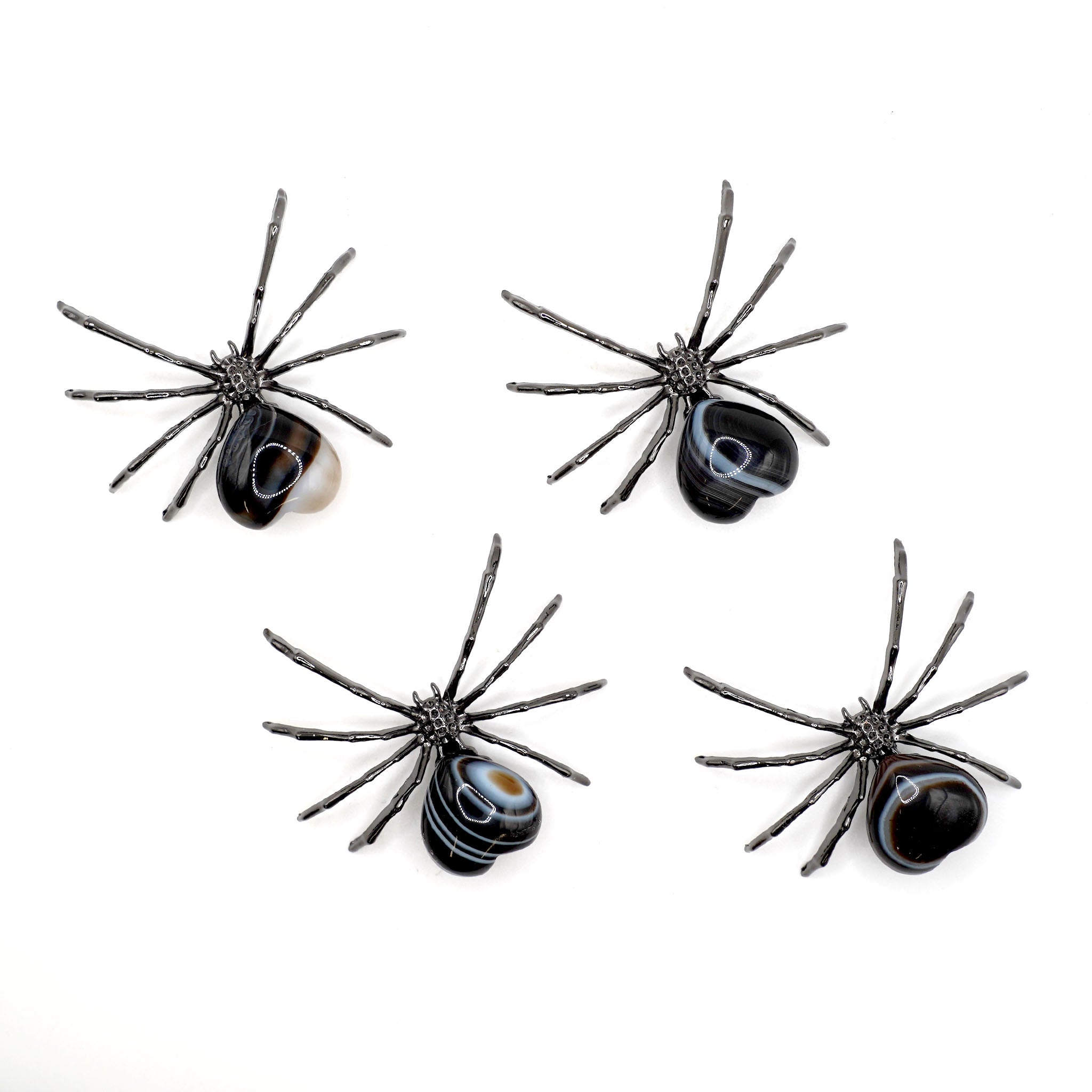 Metal Spider with Crystal Heart - 5 Pcs