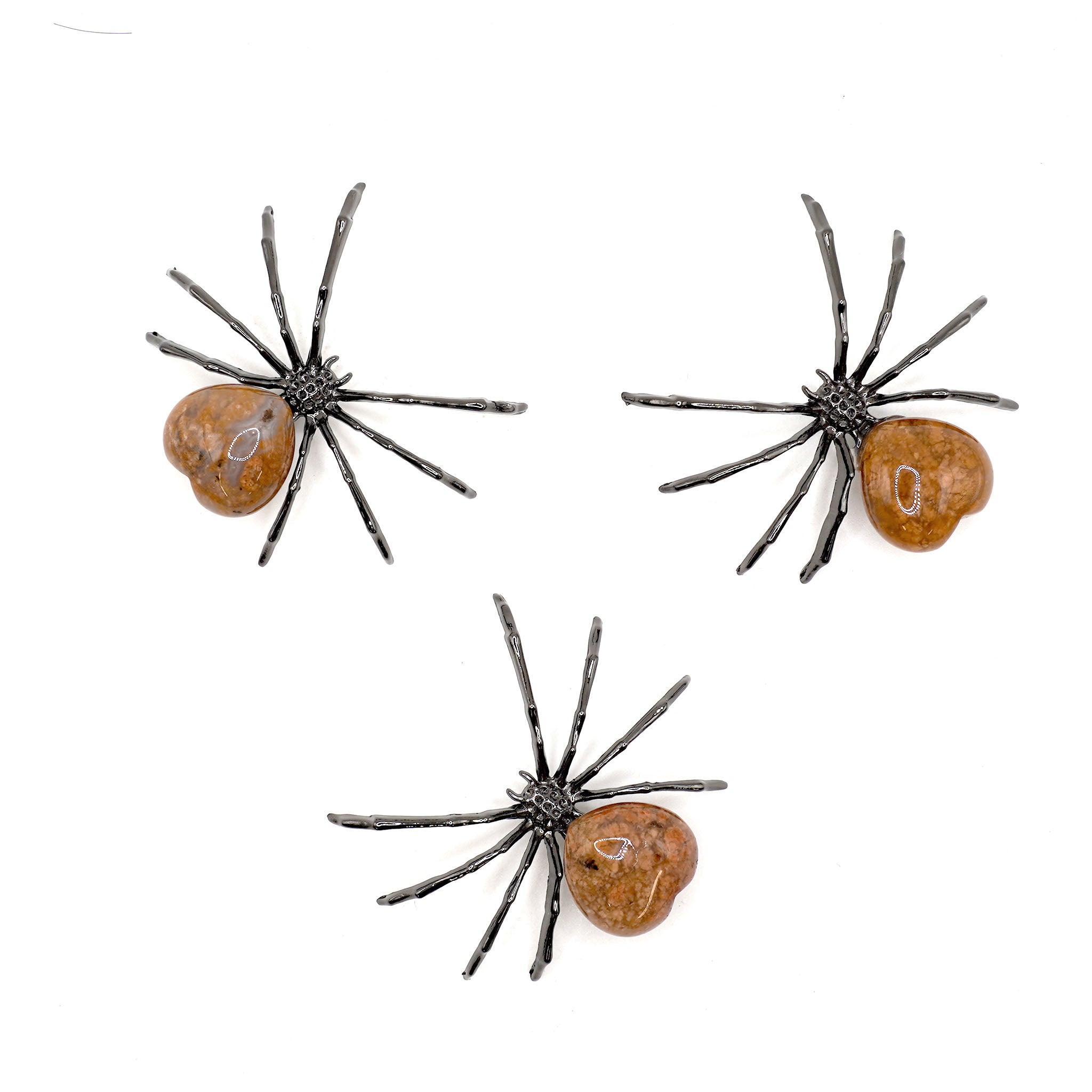 Metal Spider with Crystal Heart - 5 Pcs