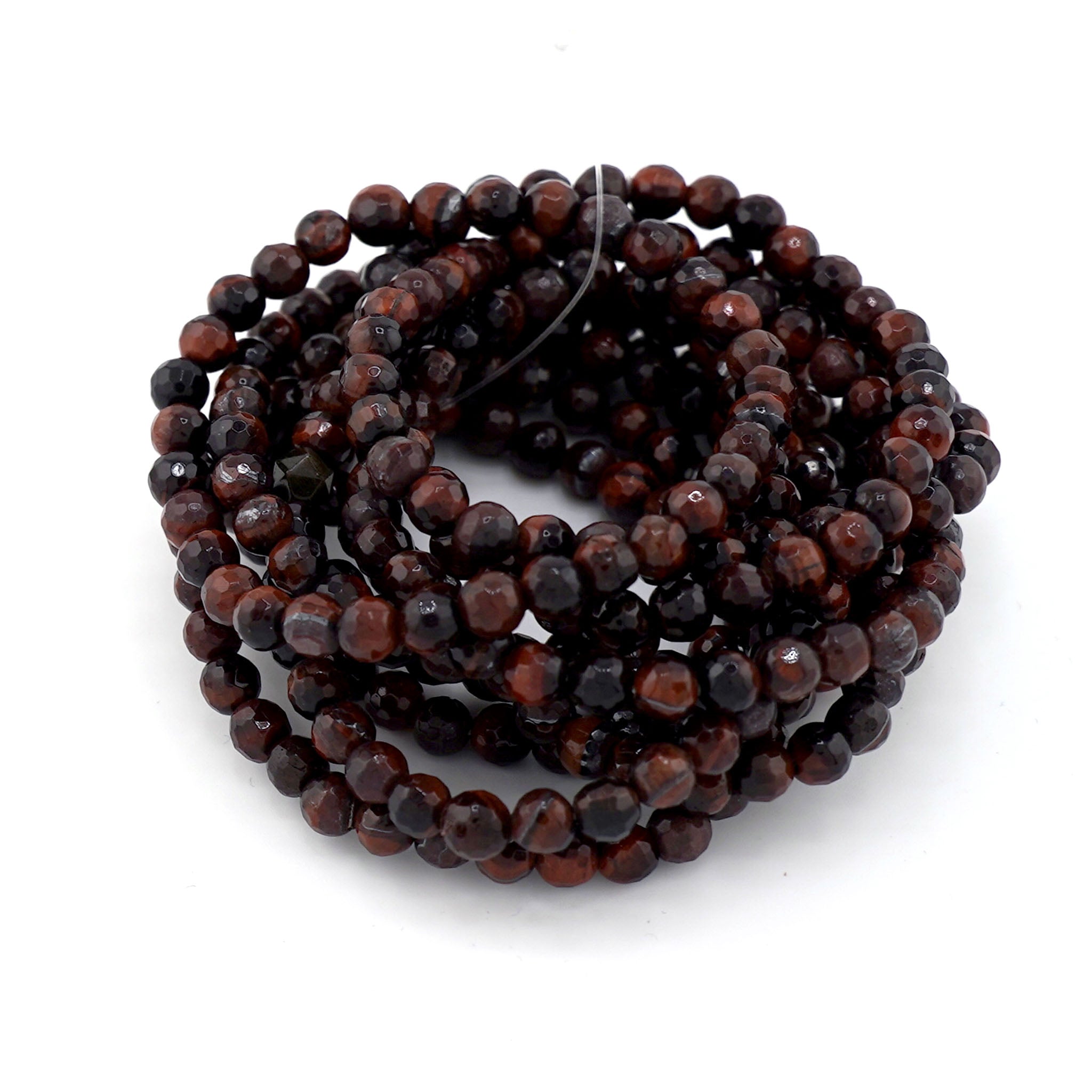 Red Tiger Eye Bracelet 6mm Faceted - 10 Pcs