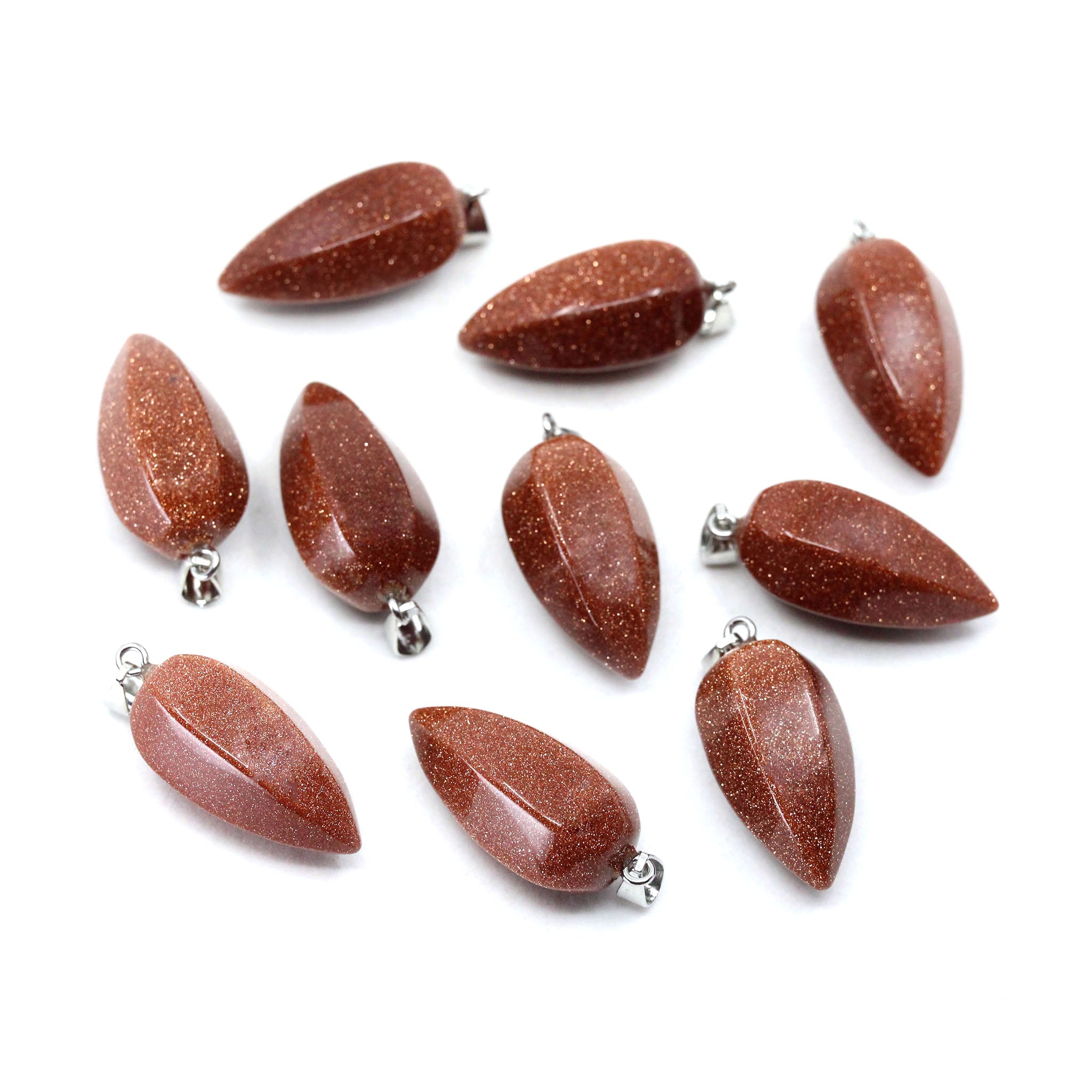 Faceted Teardrop Pendant - 10 Pcs