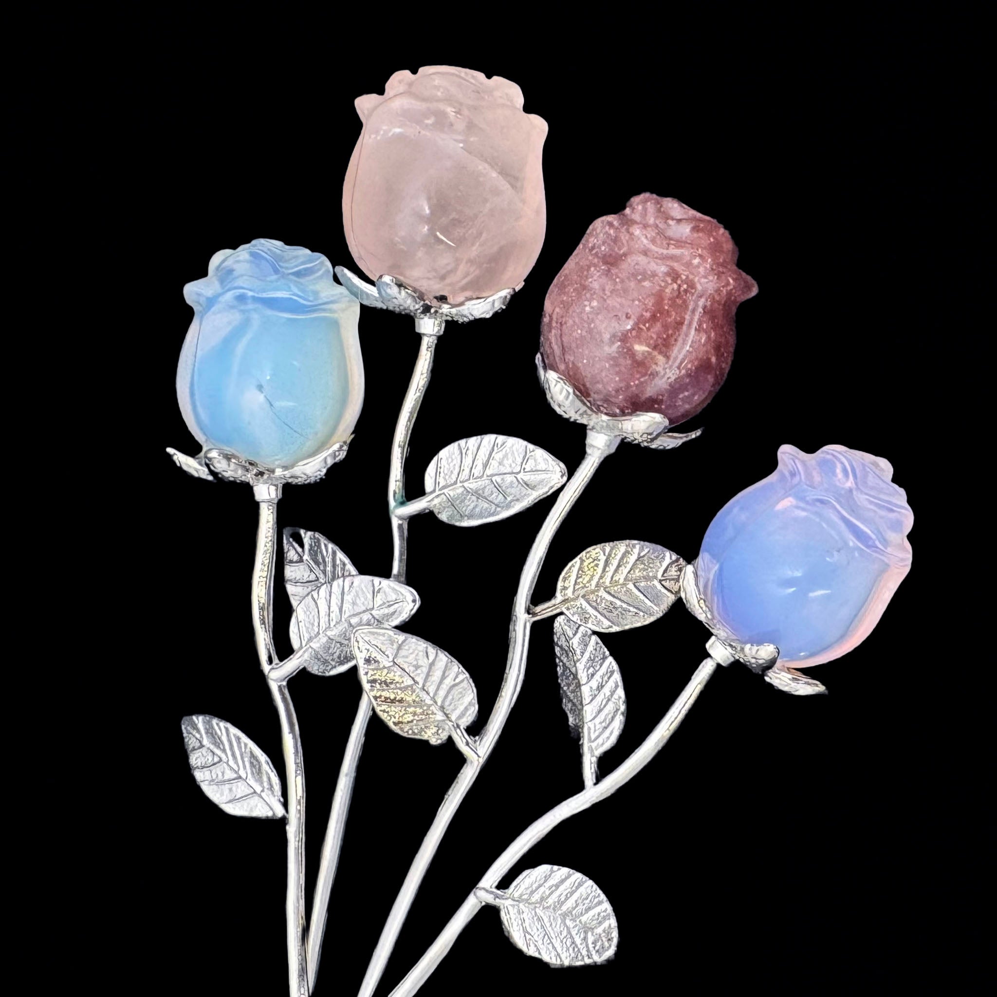Rose with Silver Metal Stem 6 Inches