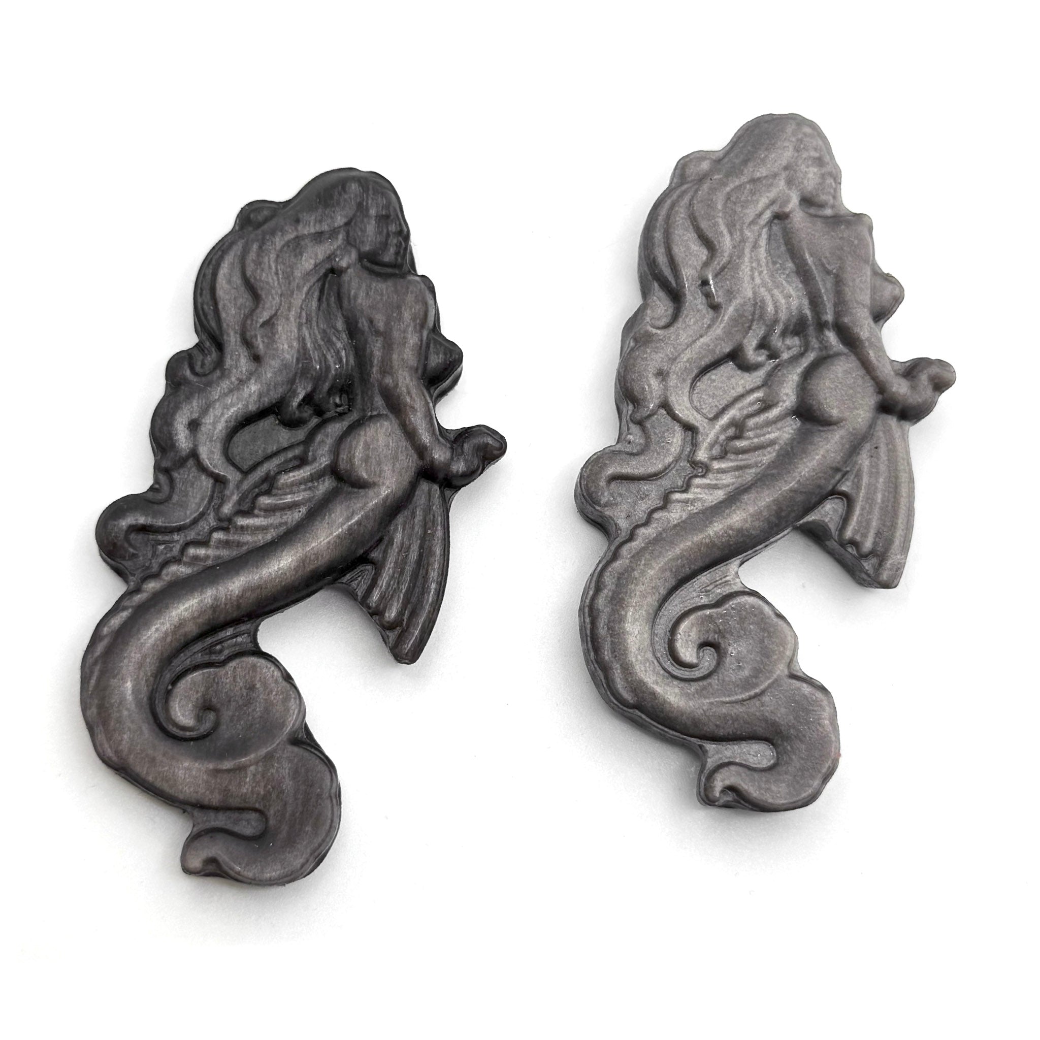 Silversheen Obsidian Mermaid Cabochon