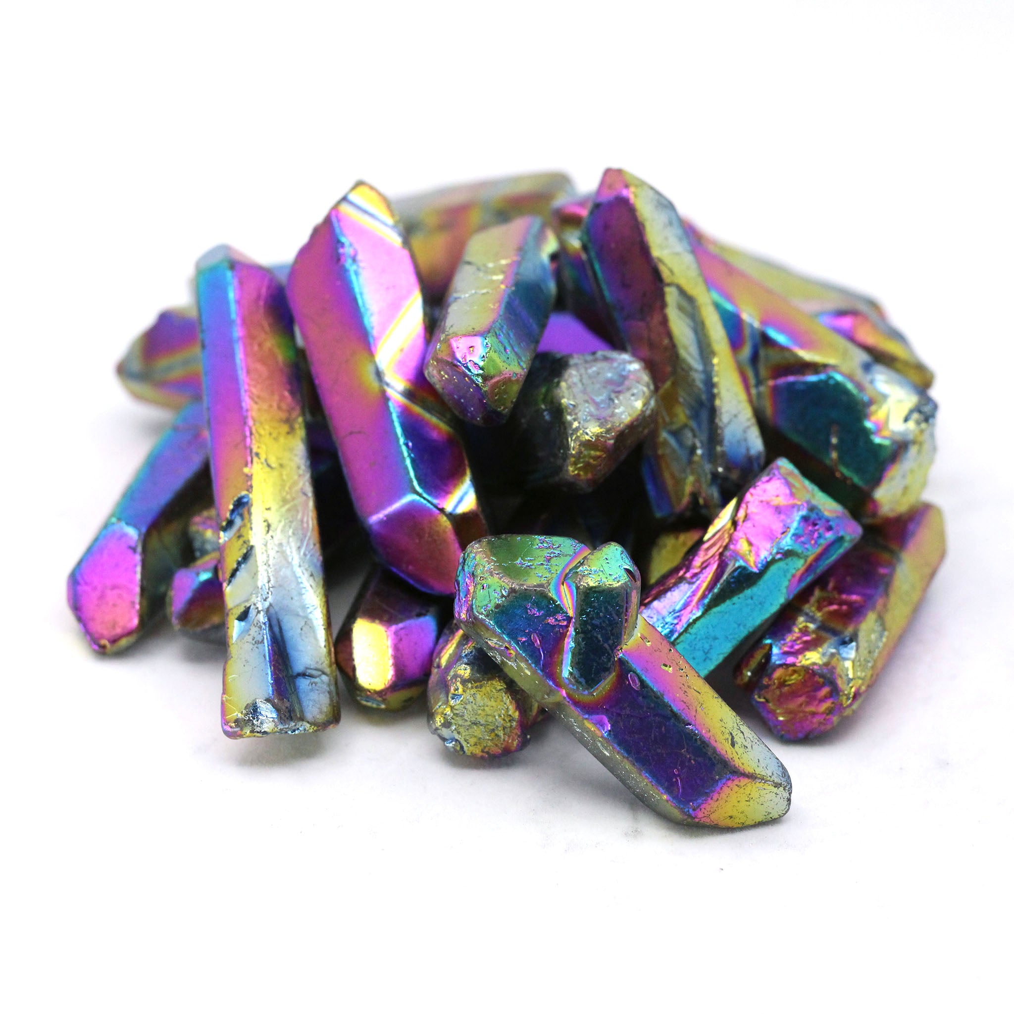 Rainbow Titanium Aura Quartz Points - 1 Pound