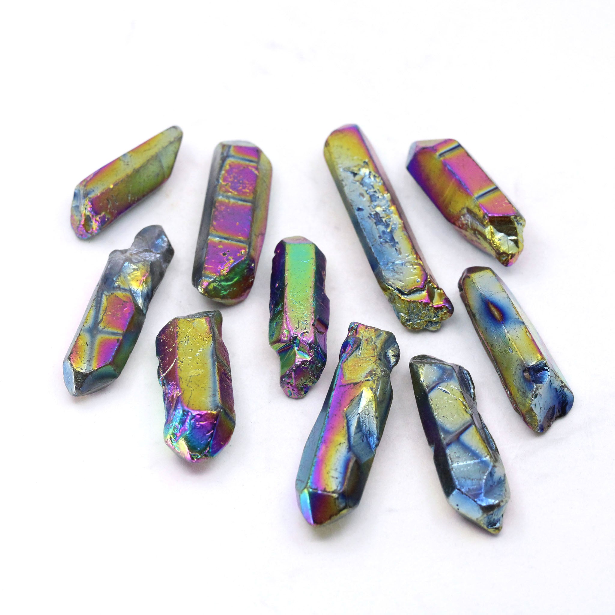 Rainbow Titanium Aura Quartz Points - 1 Pound