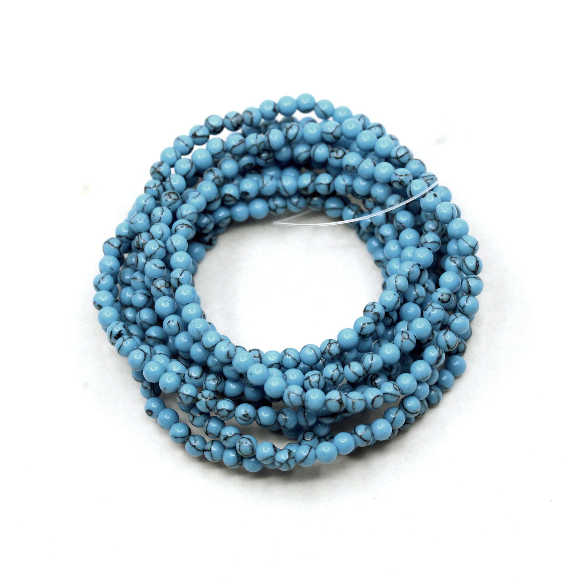 Blue Howlite Bracelet 4mm - 10 Pcs