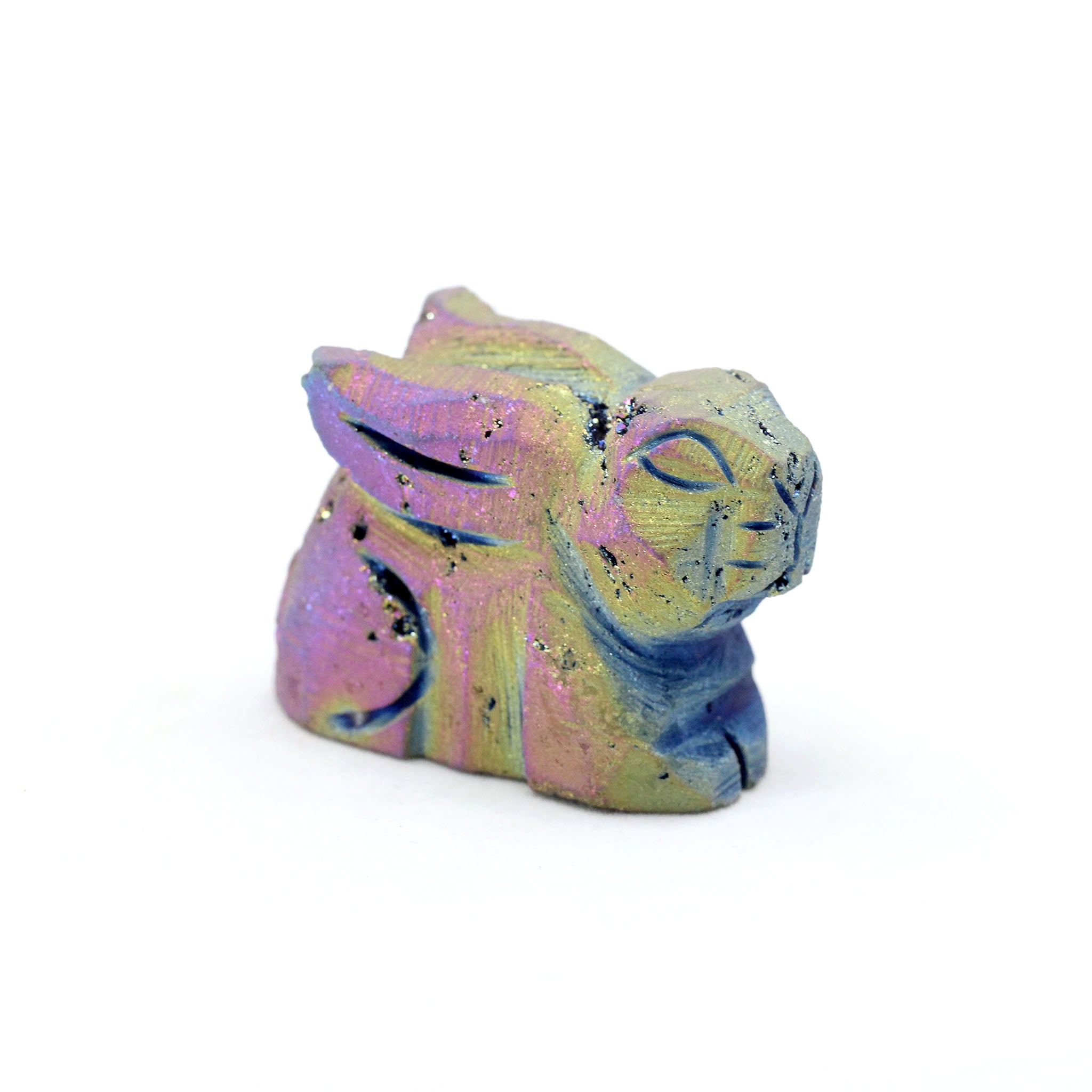Rainbow Titanium Druzy Agate Geode Rabbit