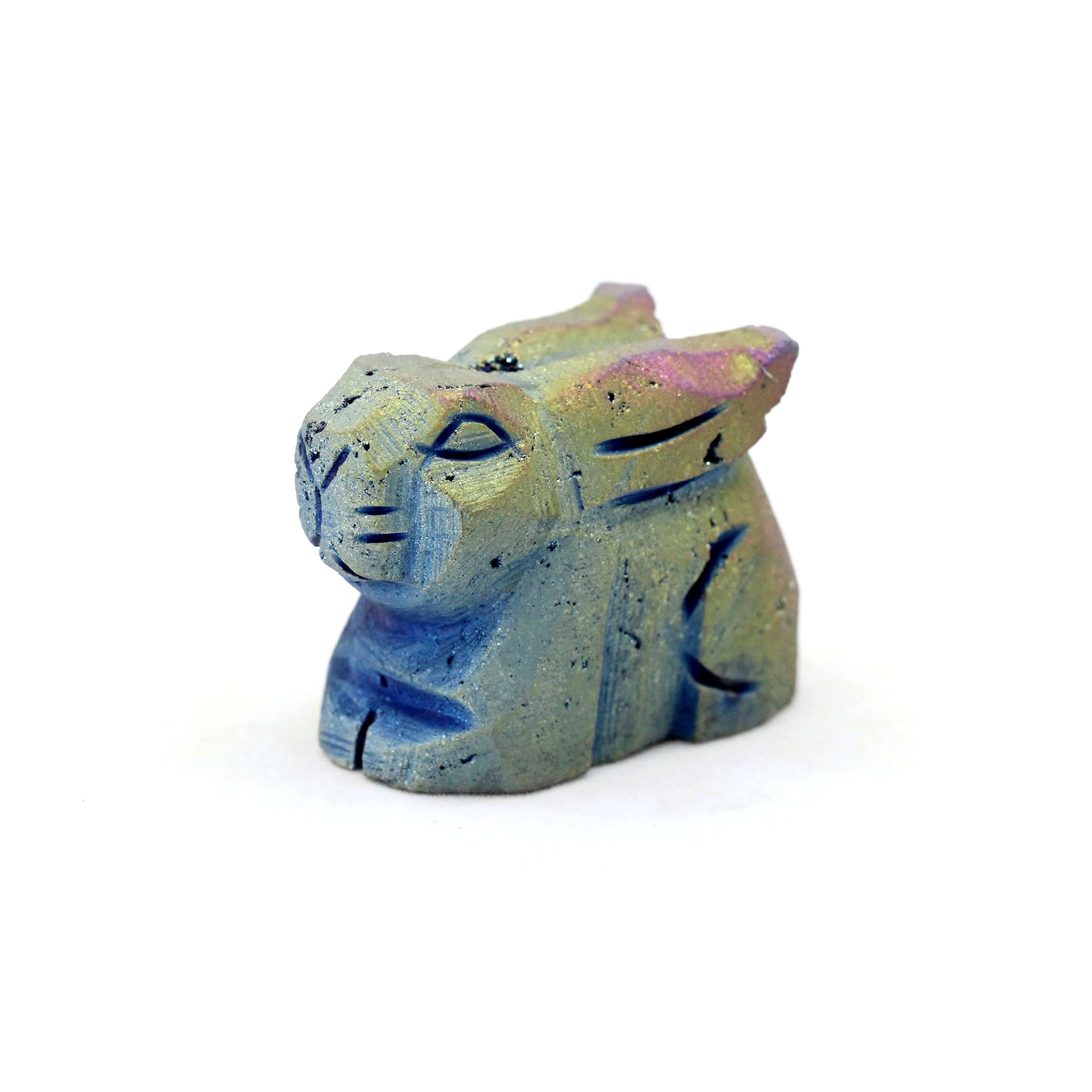 Rainbow Titanium Druzy Agate Geode Rabbit