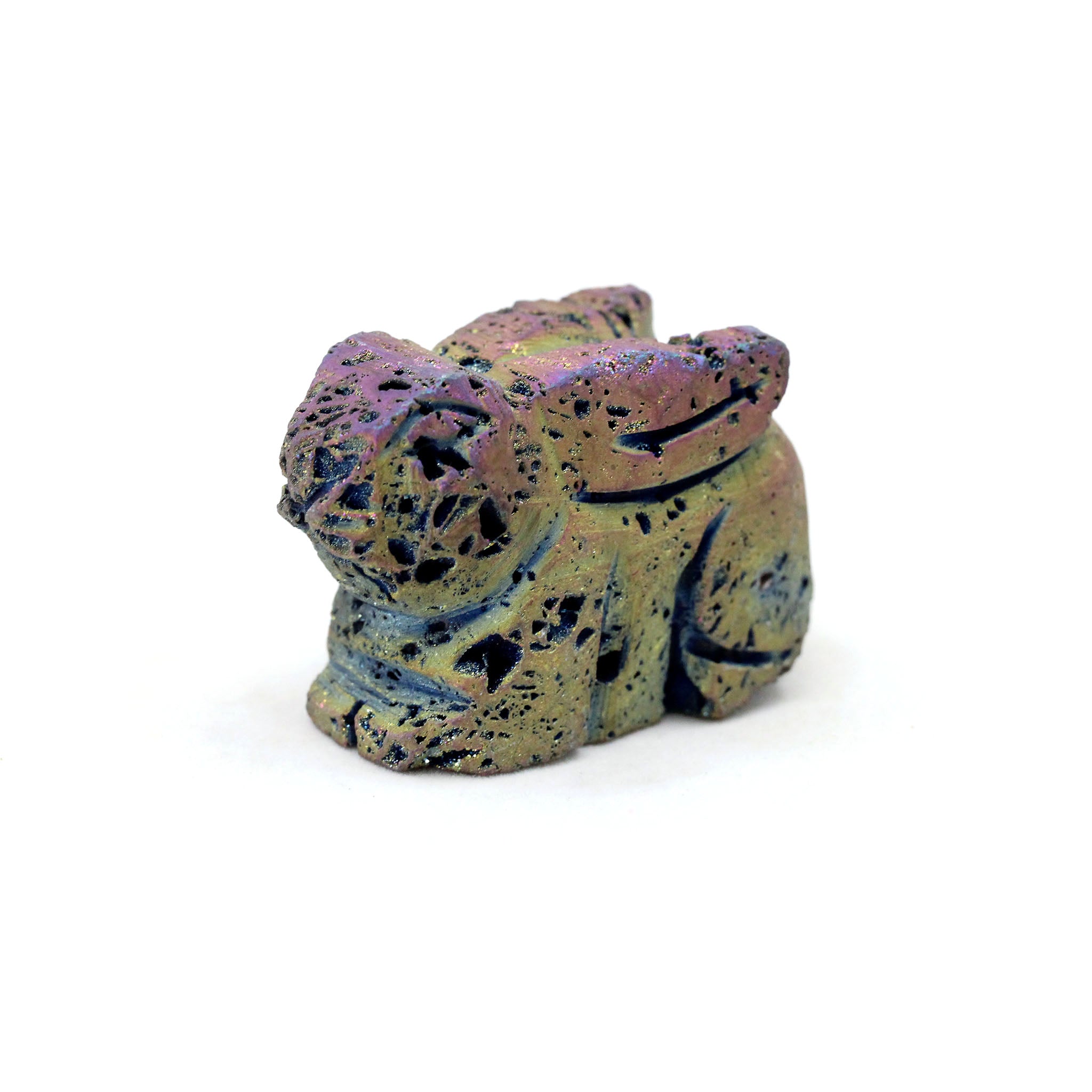 Rainbow Titanium Druzy Agate Geode Rabbit