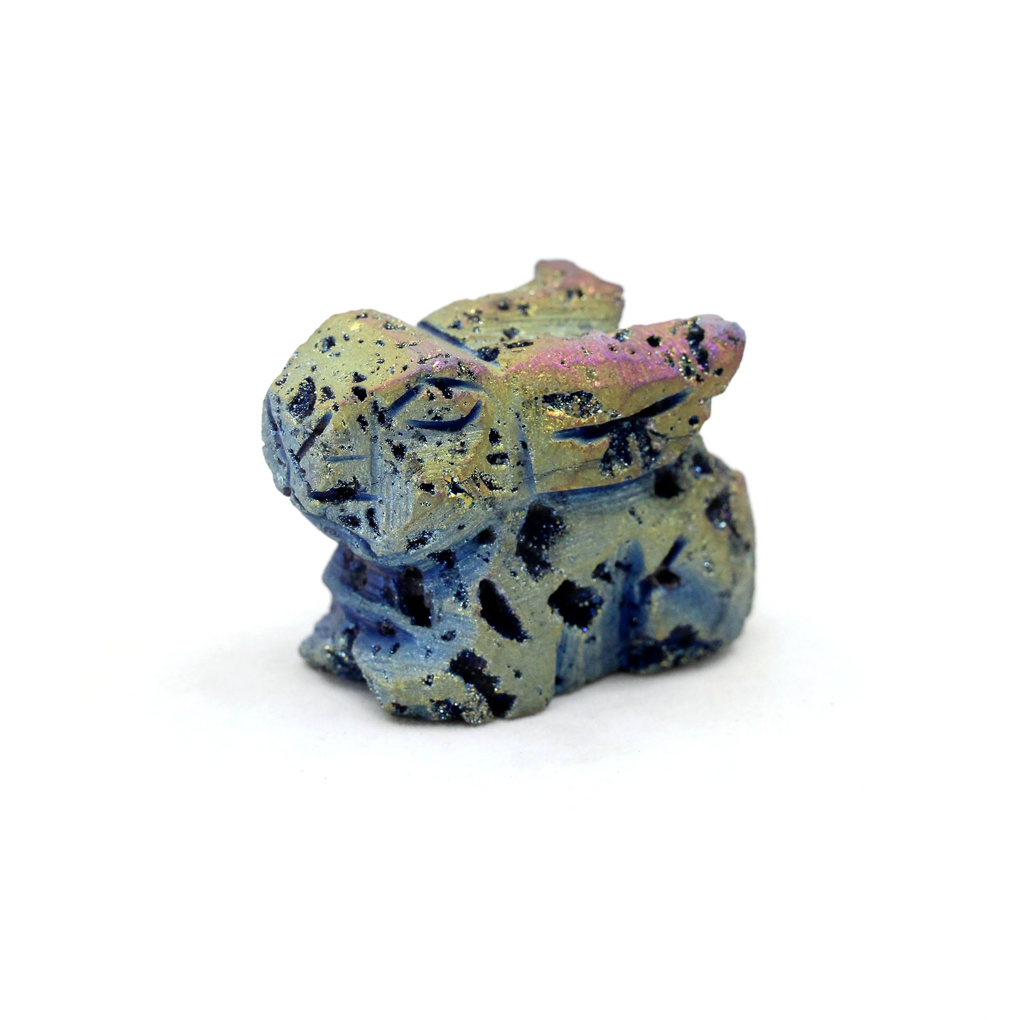 Rainbow Titanium Druzy Agate Geode Rabbit