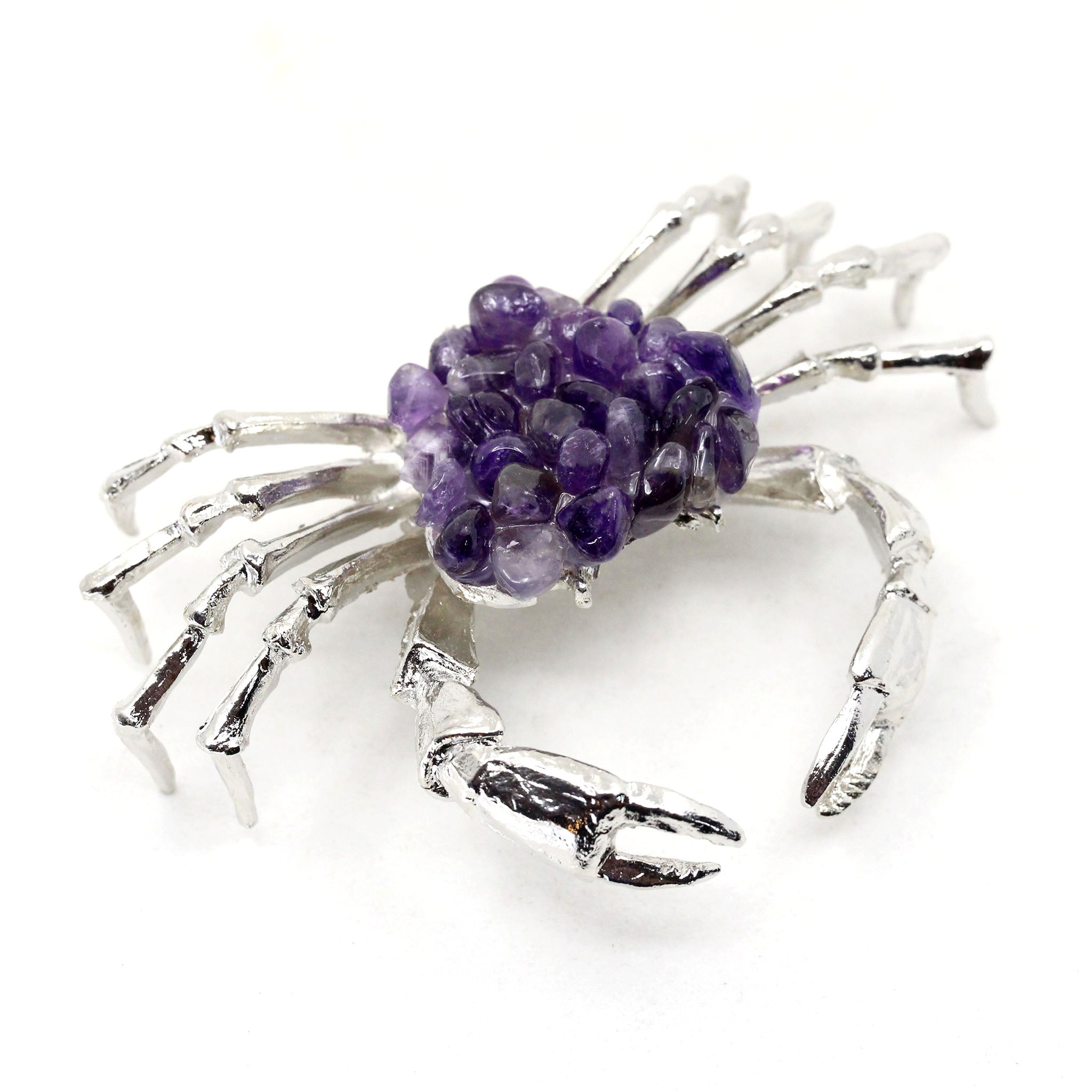 Metal Crab with Crystal Chips