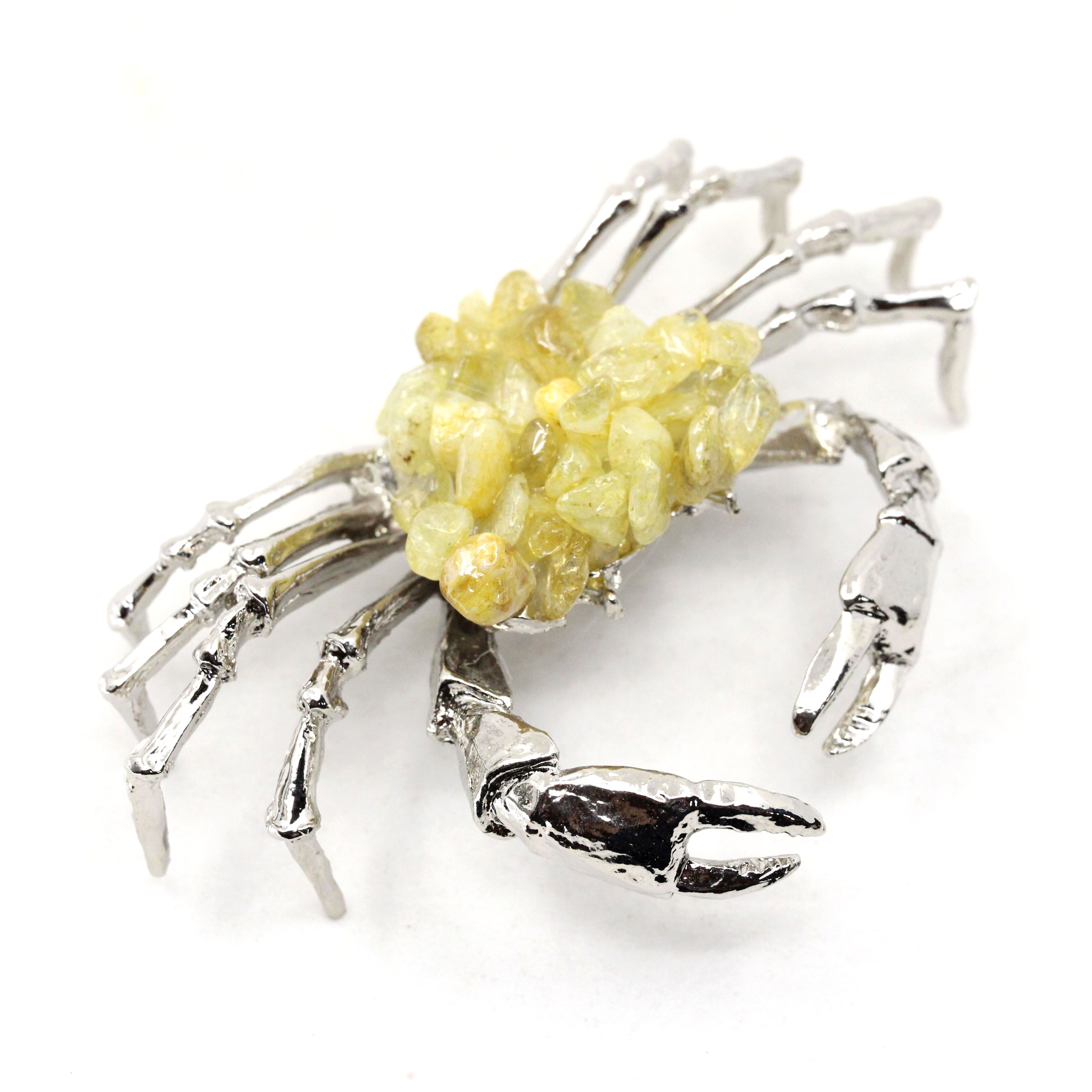 Metal Crab with Crystal Chips