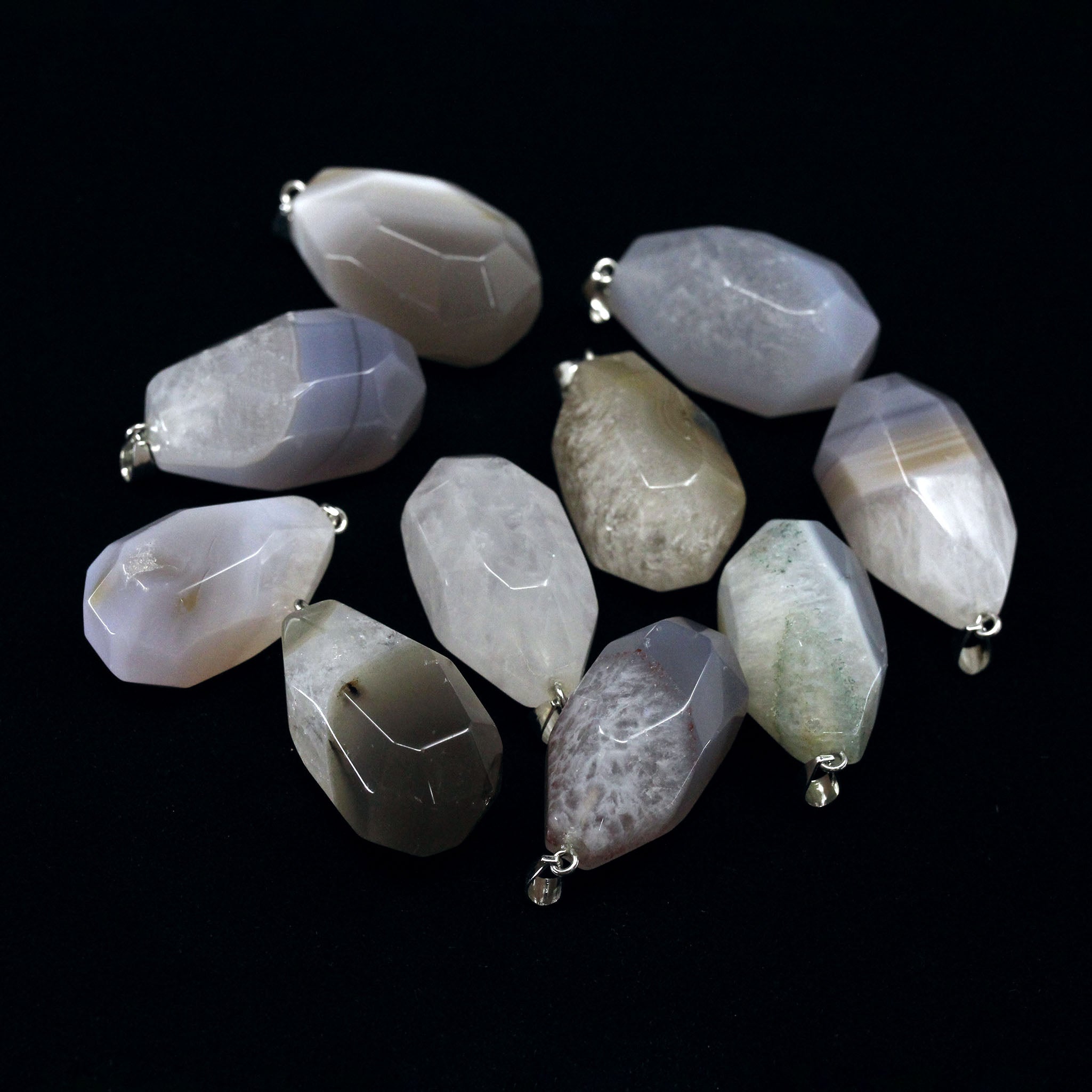 Freeform Faceted Teardrop Pendant - 10 Pcs