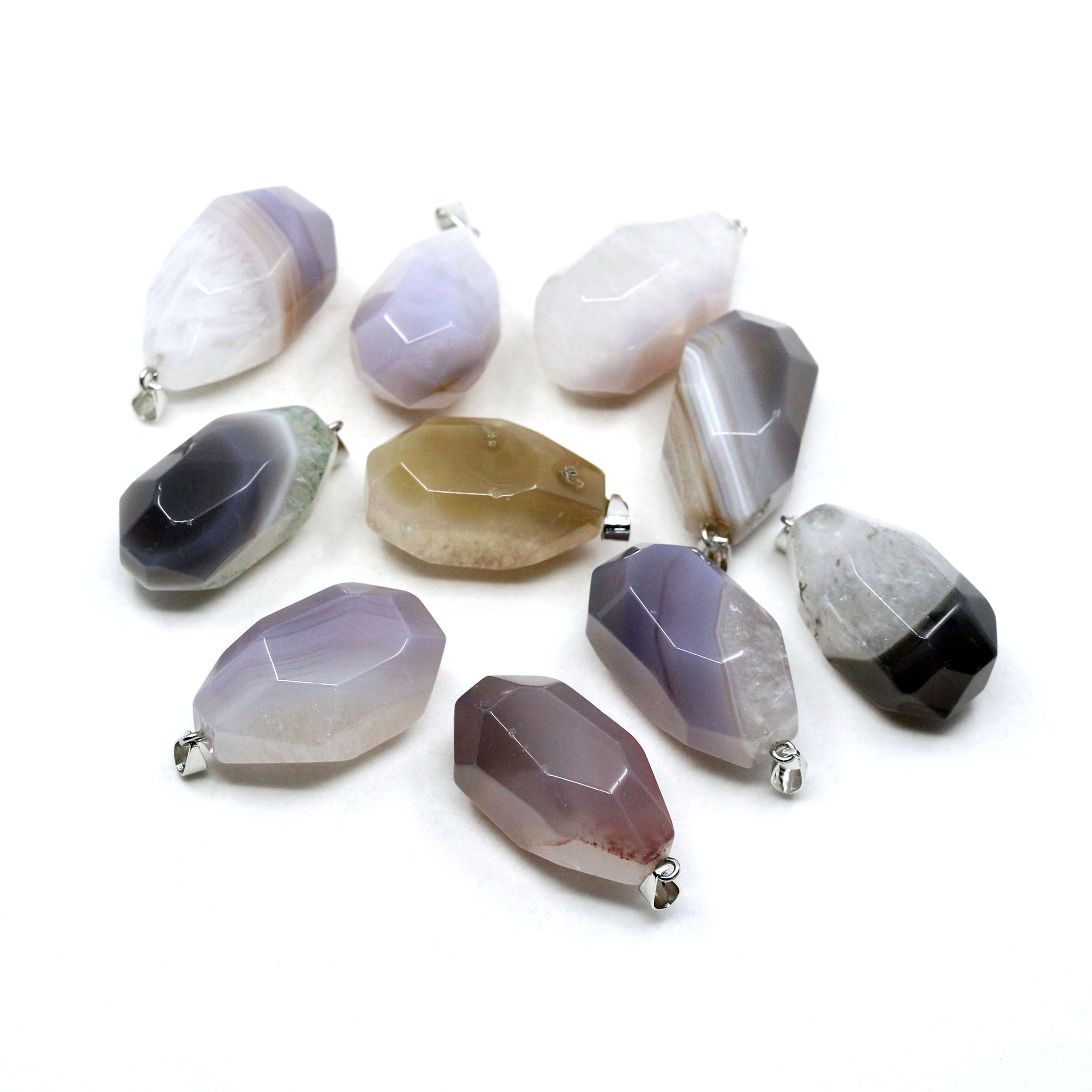 Freeform Faceted Teardrop Pendant - 10 Pcs