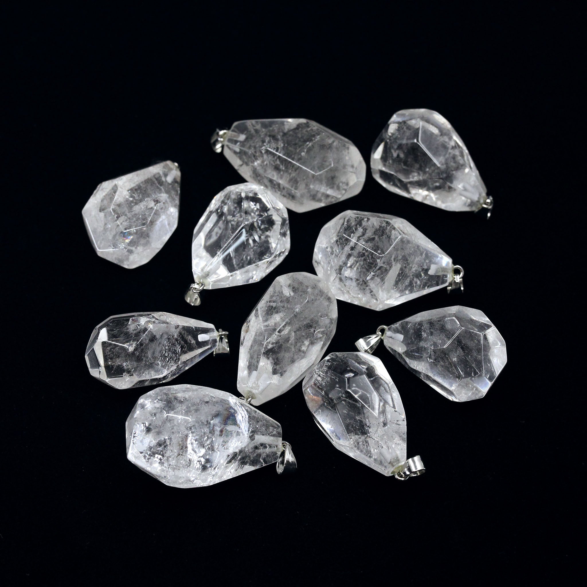 Freeform Faceted Teardrop Pendant - 10 Pcs