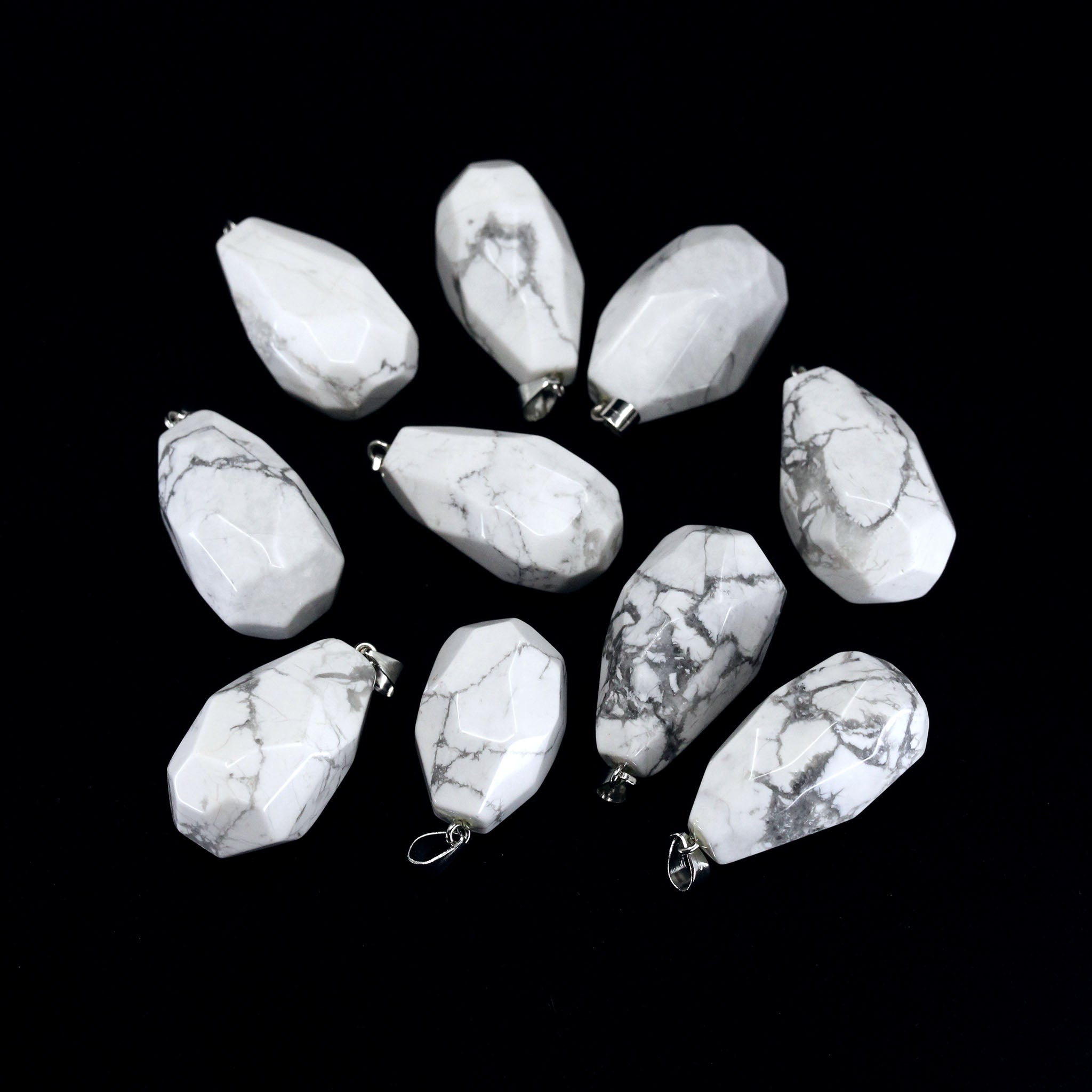 Freeform Faceted Teardrop Pendant - 10 Pcs