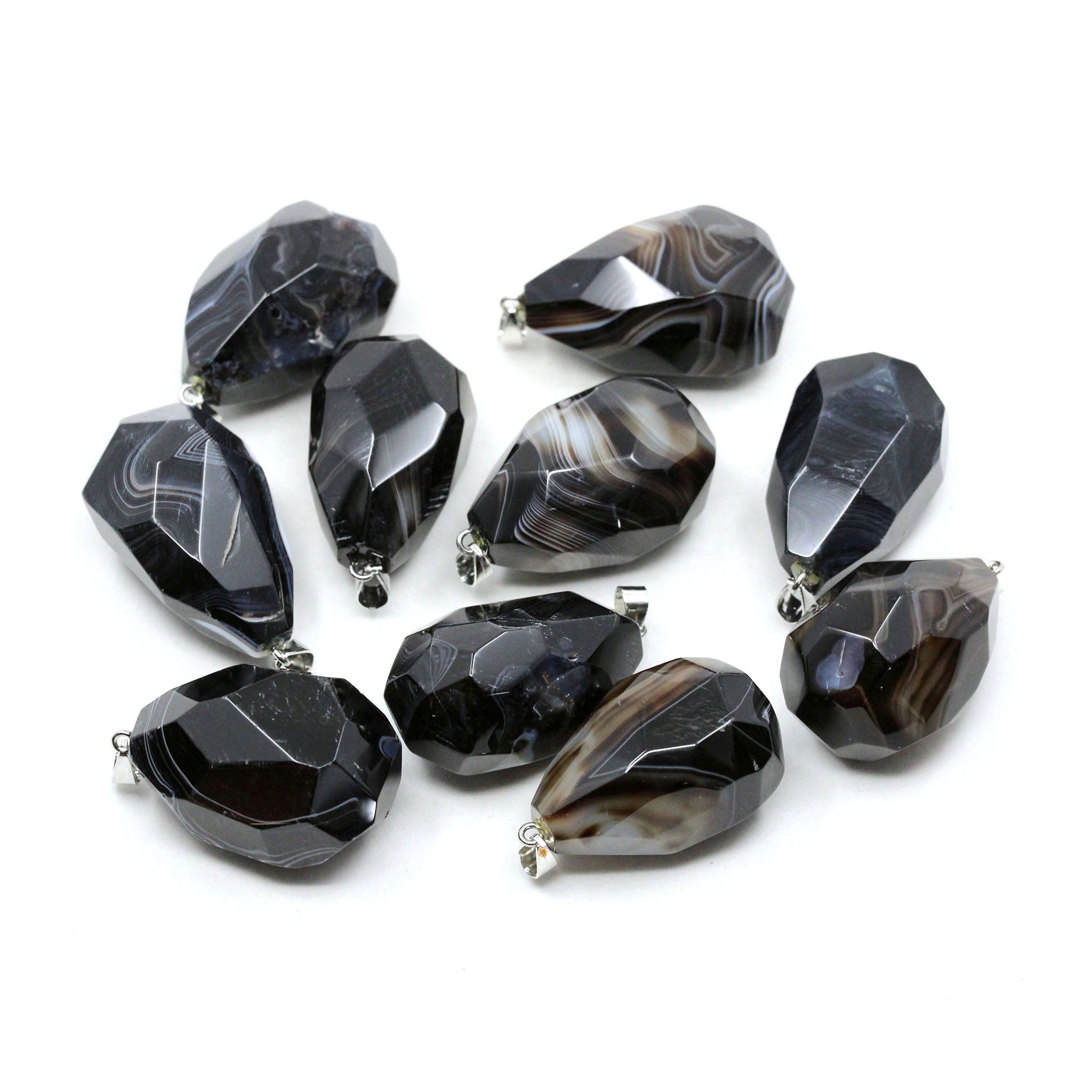 Freeform Faceted Teardrop Pendant - 10 Pcs