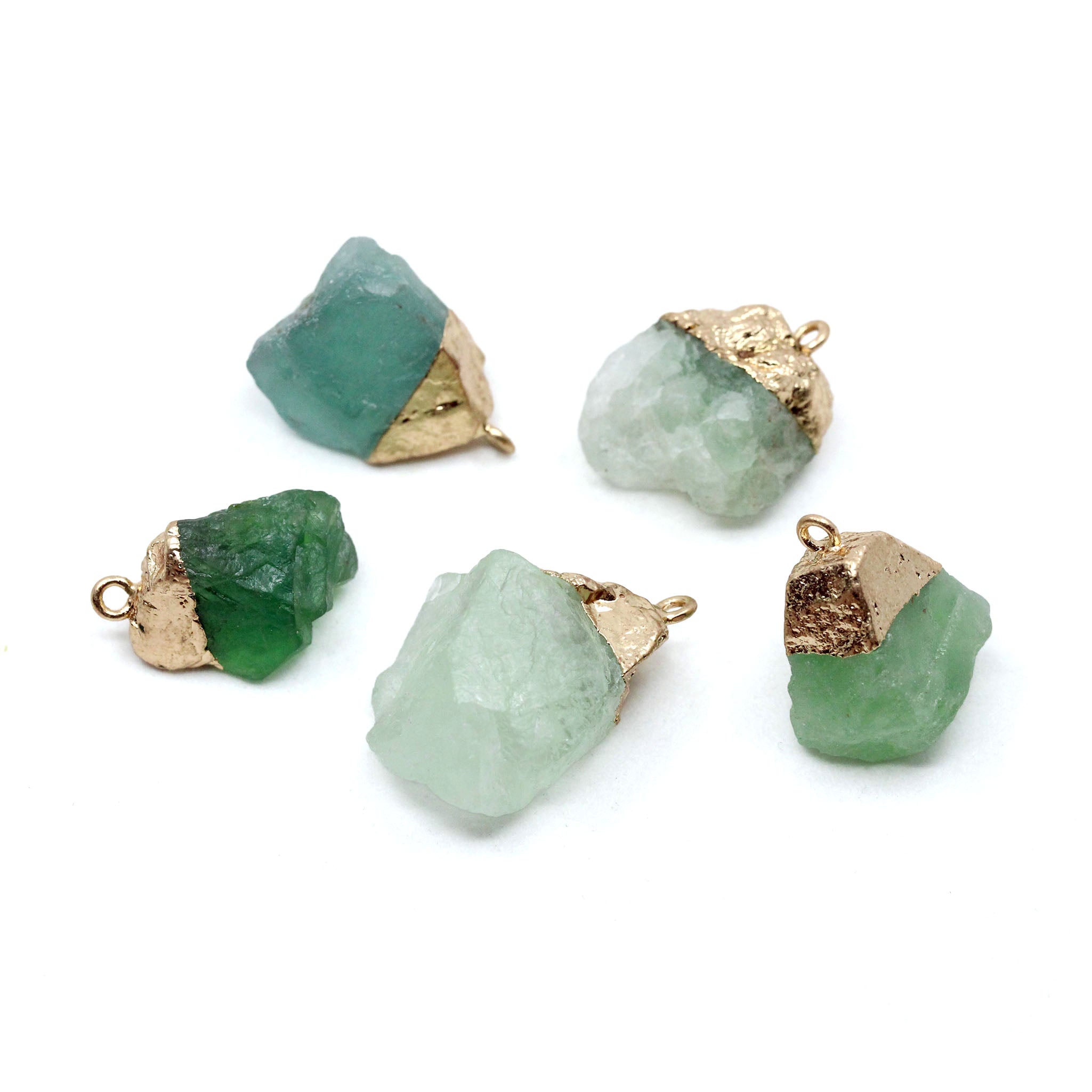 Raw Crystal with Gold Cap Pendant - 5 Pcs