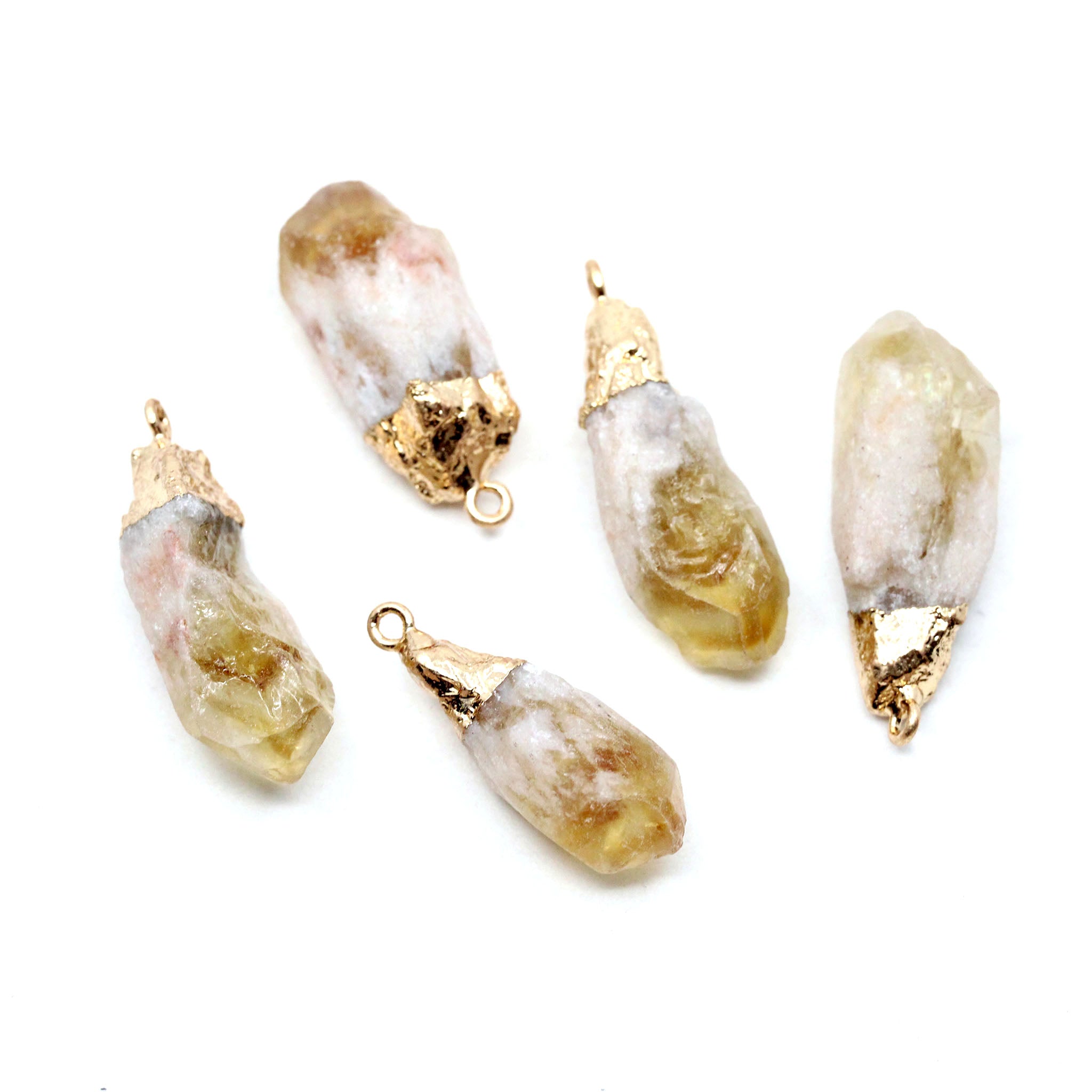 Raw Crystal with Gold Cap Pendant - 5 Pcs