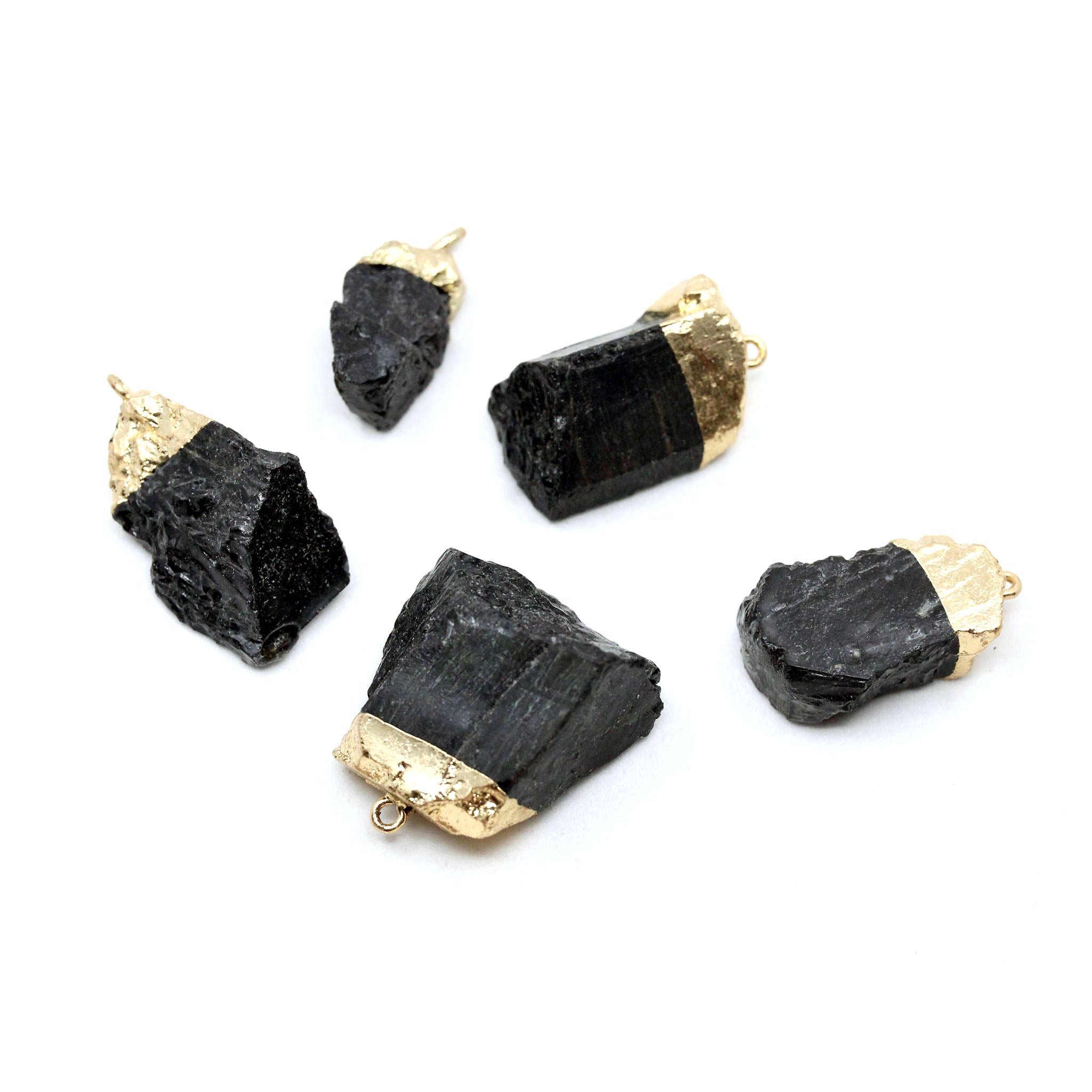 Raw Crystal with Gold Cap Pendant - 5 Pcs