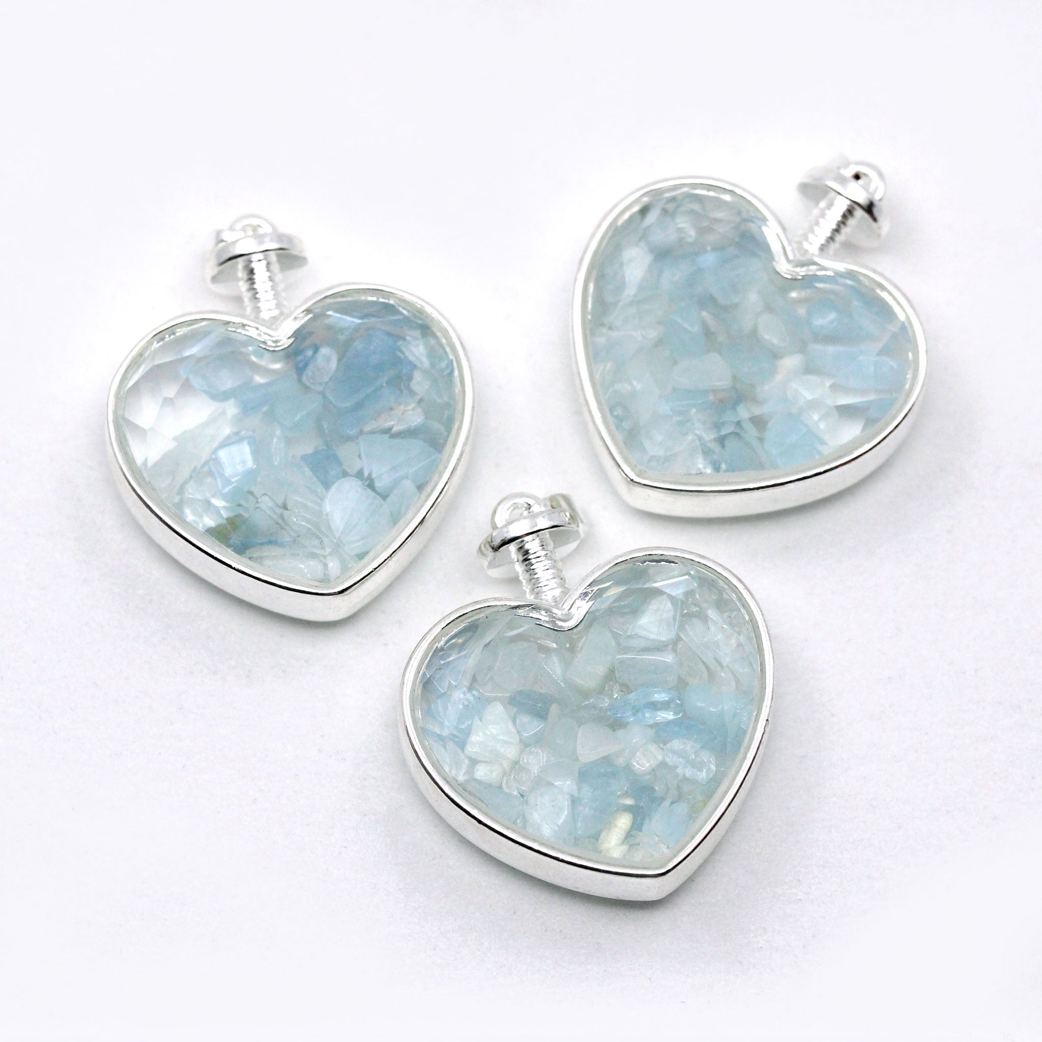 Heart with Crystal Chips Pendant - 10 Pcs