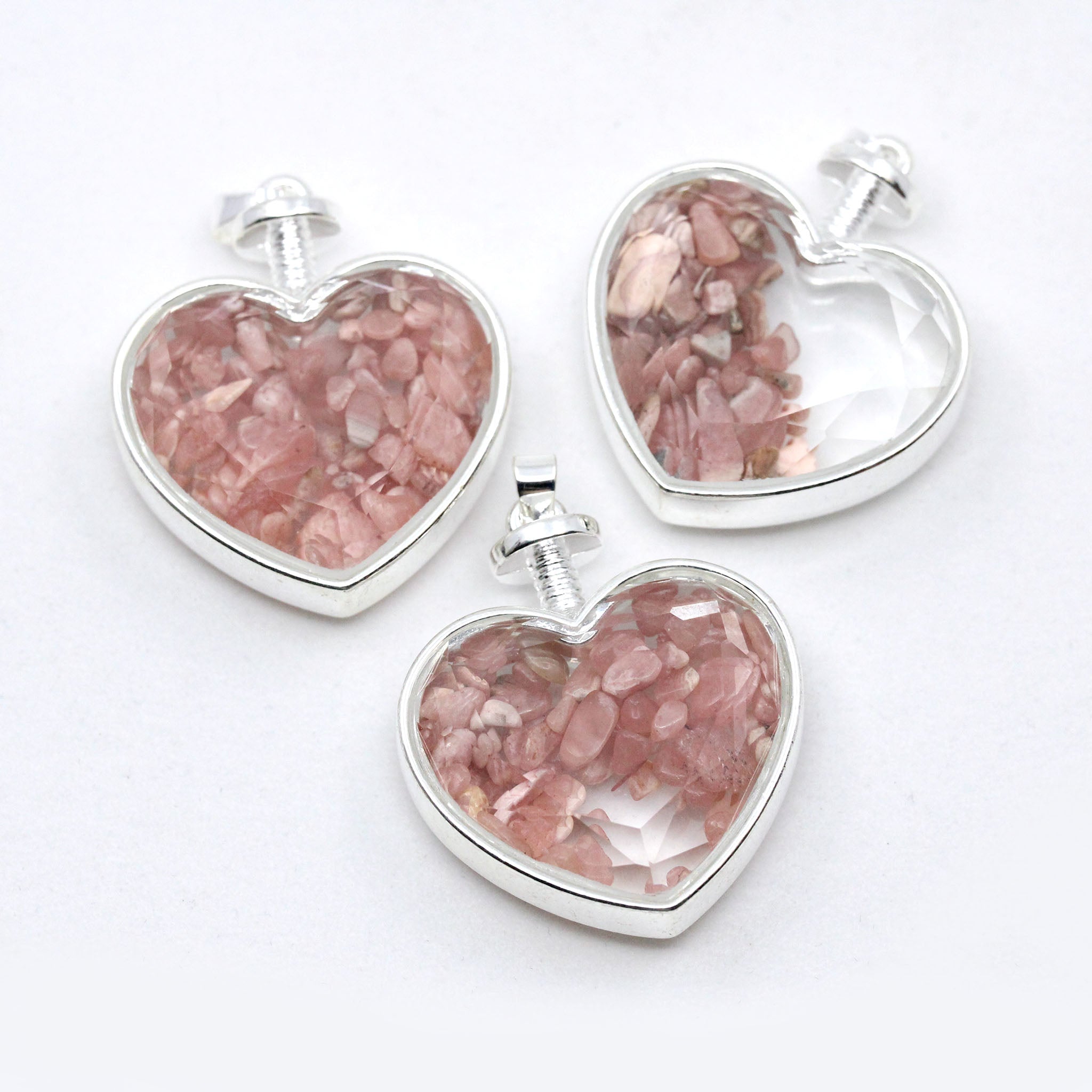 Heart with Crystal Chips Pendant - 10 Pcs