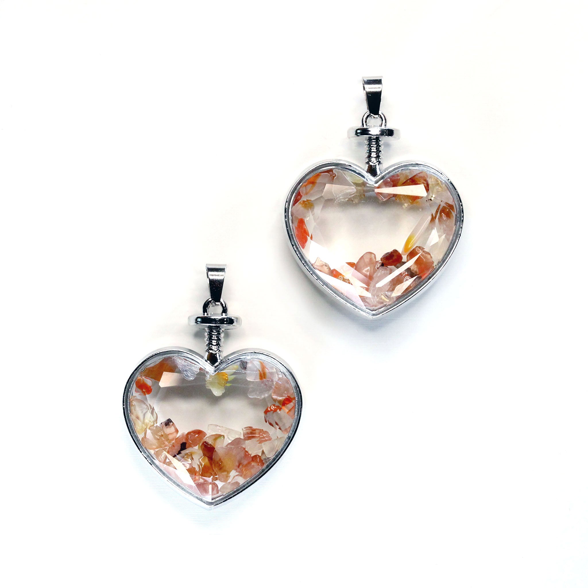 Heart with Crystal Chips Pendant - 10 Pcs