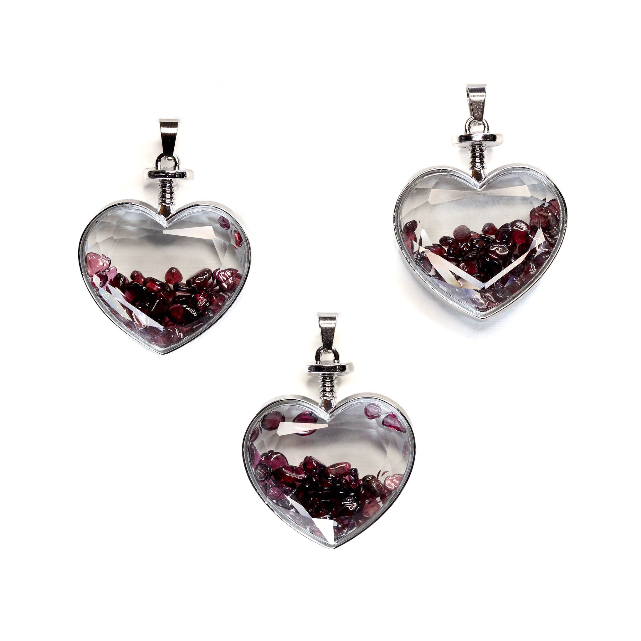 Heart with Crystal Chips Pendant - 10 Pcs