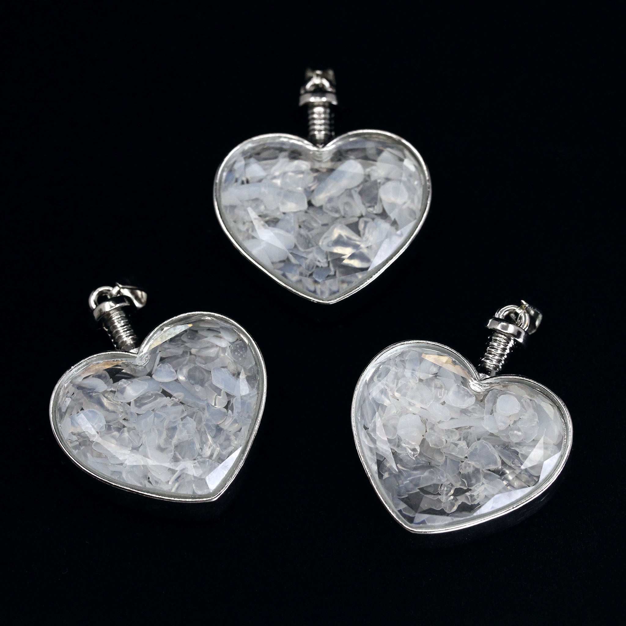 Heart with Crystal Chips Pendant - 10 Pcs