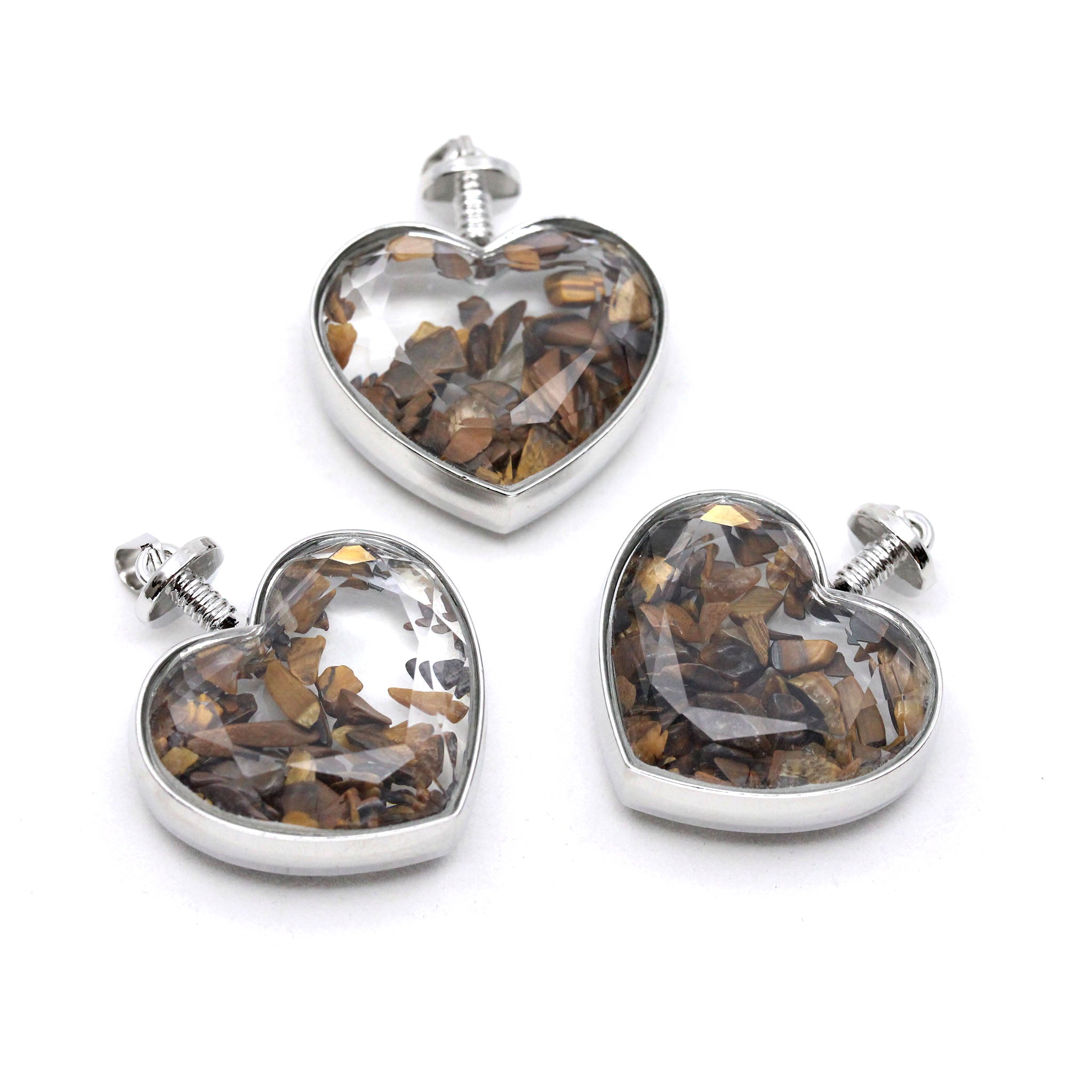 Heart with Crystal Chips Pendant - 10 Pcs