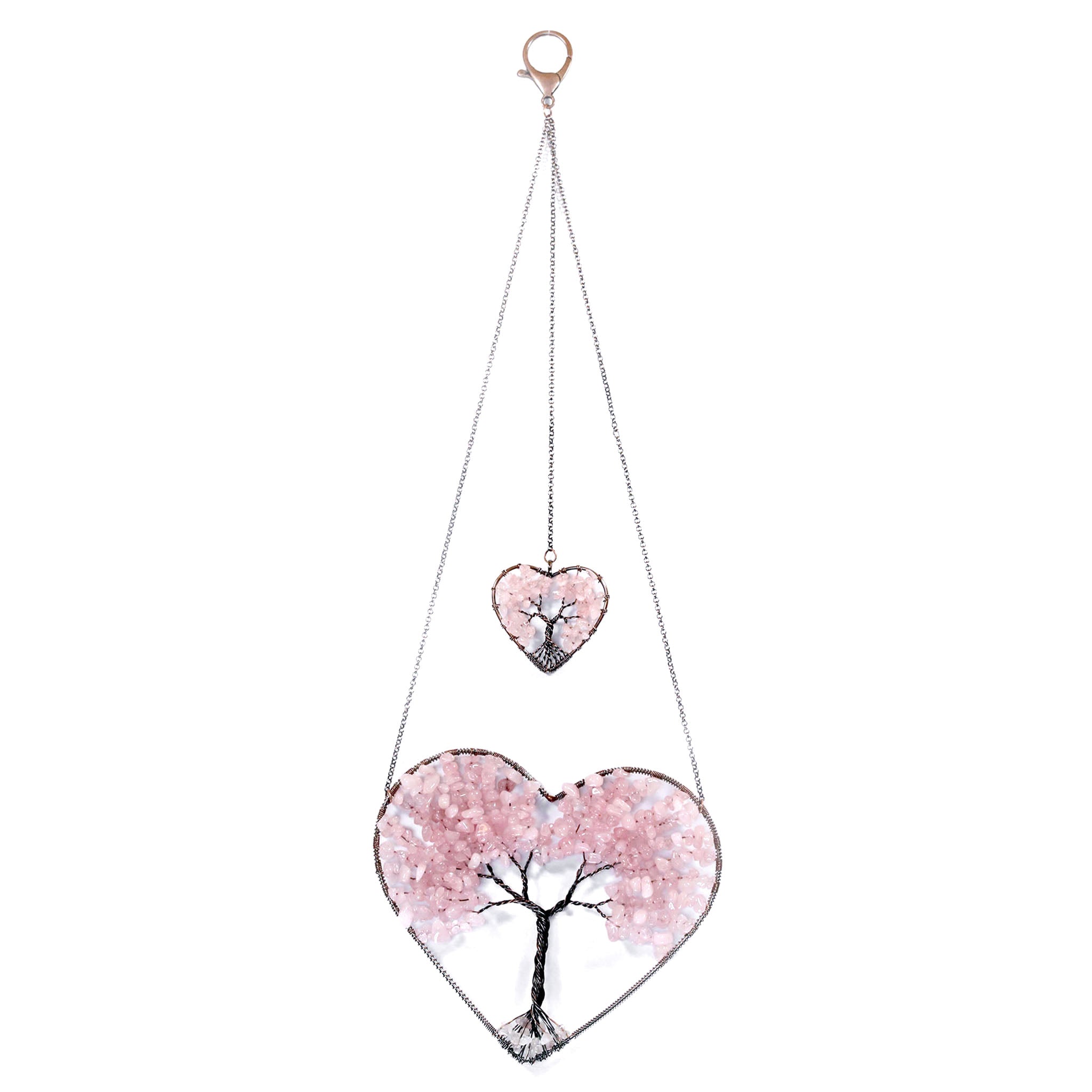 Suncatcher Tree of Life Heart - Rose Quartz
