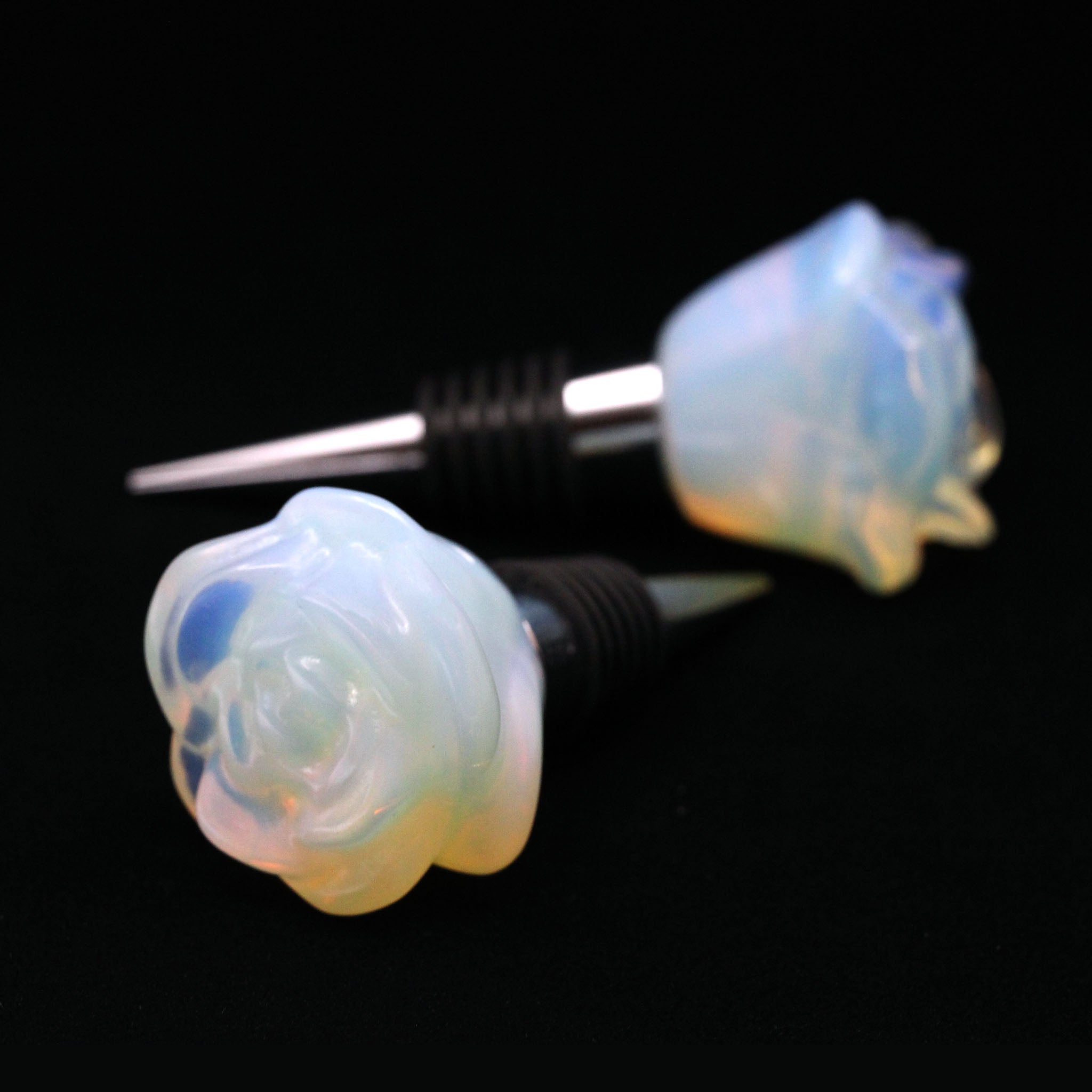 Wine Stopper with Rose Carving