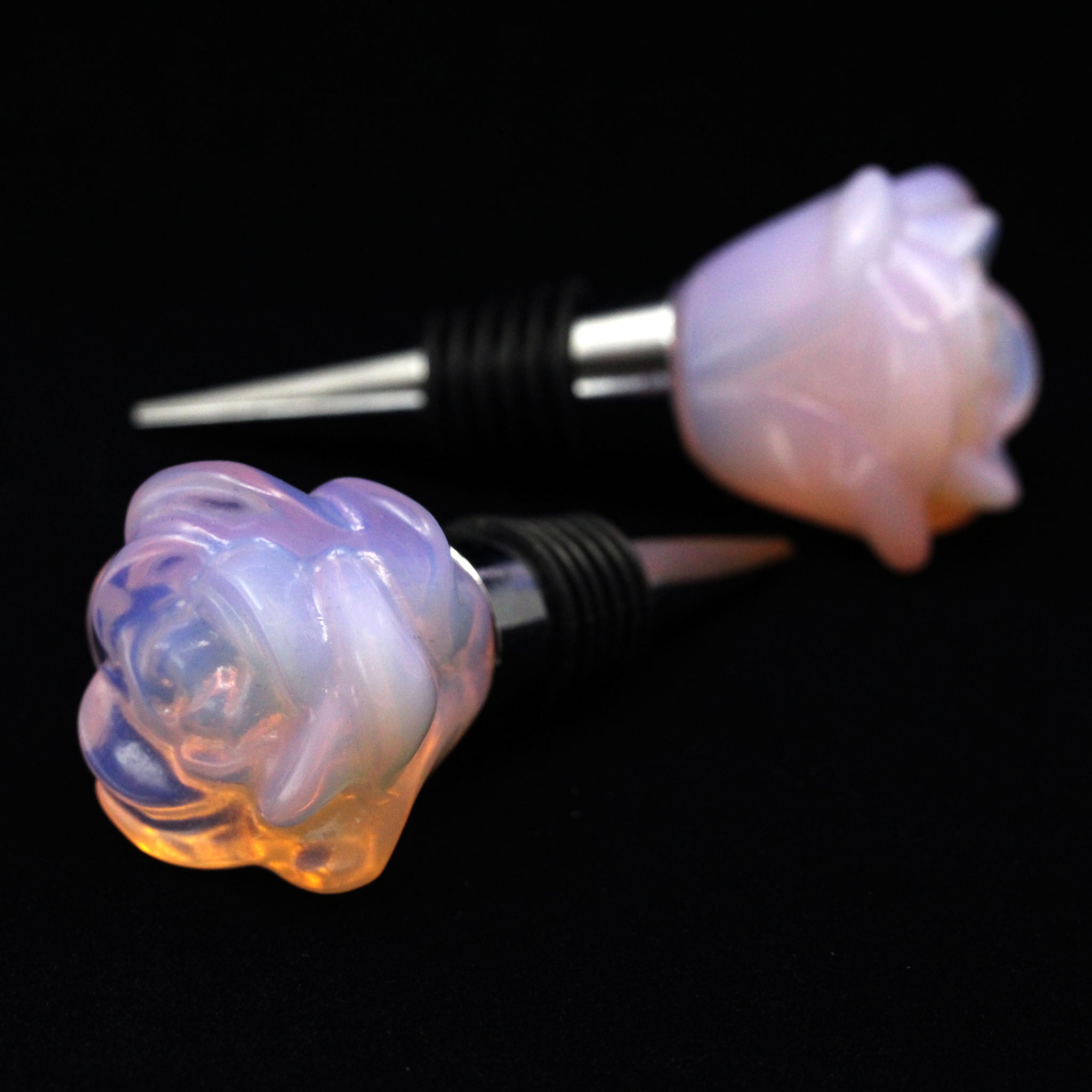 Wine Stopper with Rose Carving