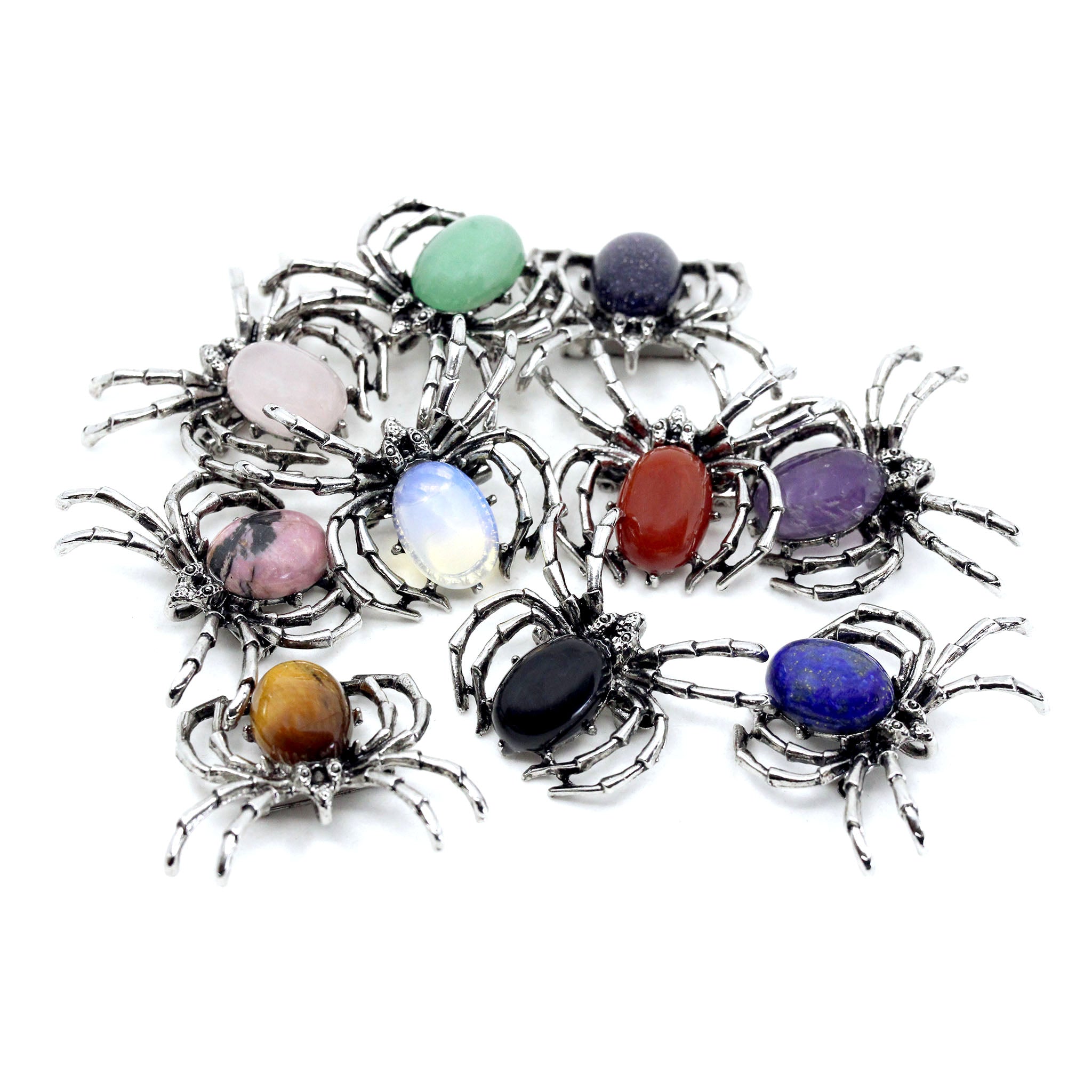Spider with Crystal Cabochon Pendant Brooch